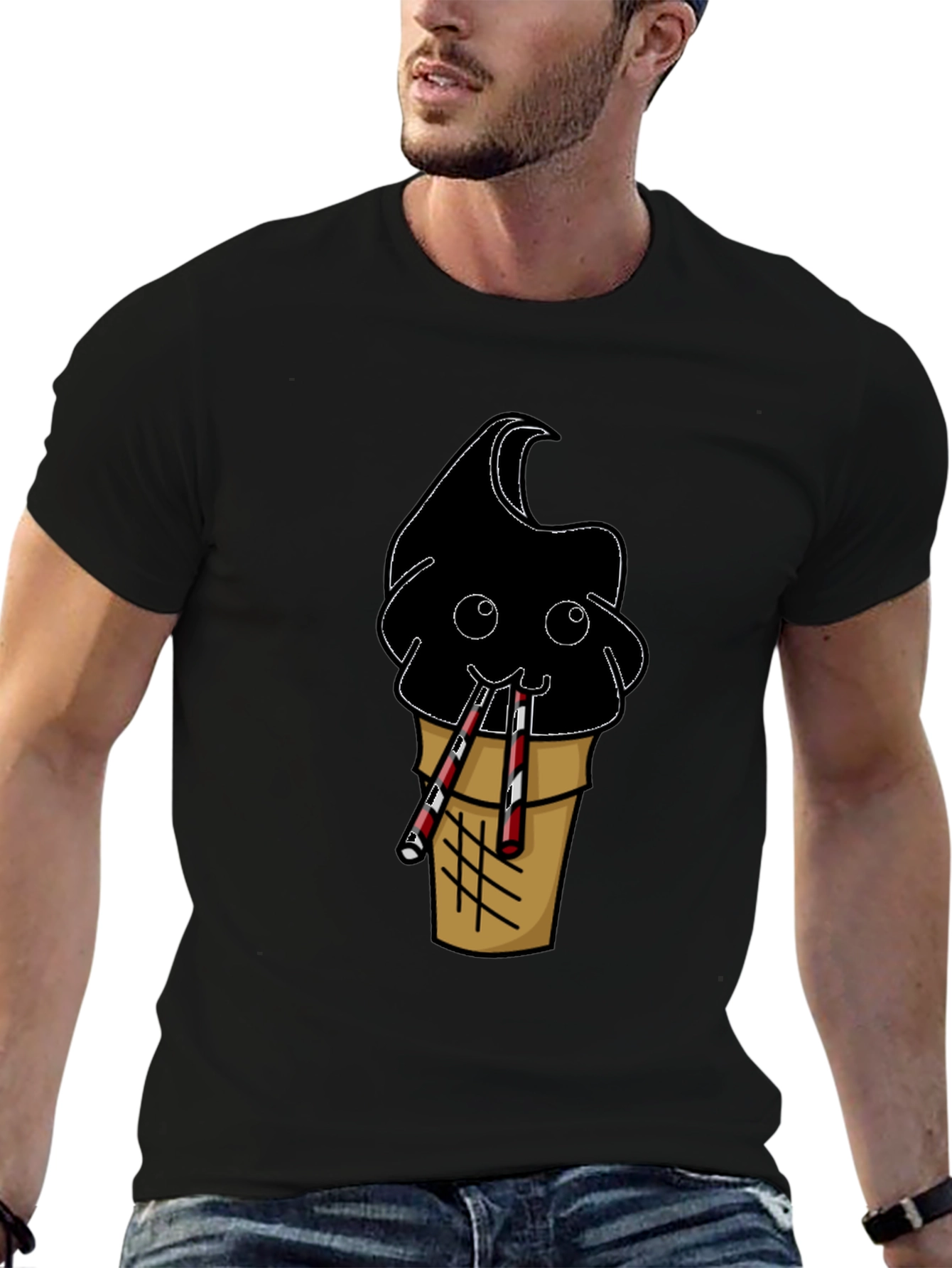 Black Fun Black Ice Cream Cone Graphic Tee view 6