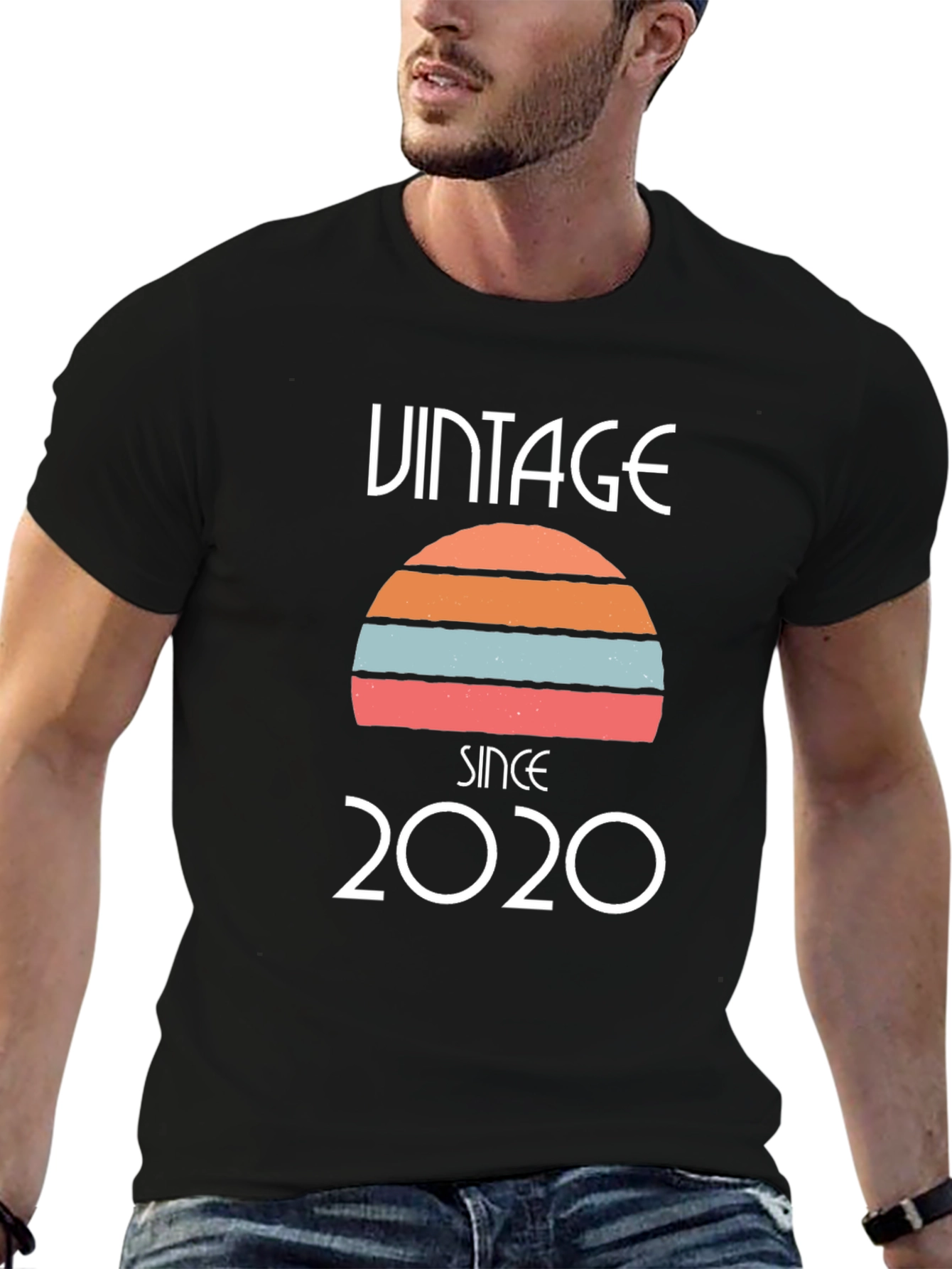 Black Vintage Since 2020 Graphic T-Shirt view 6