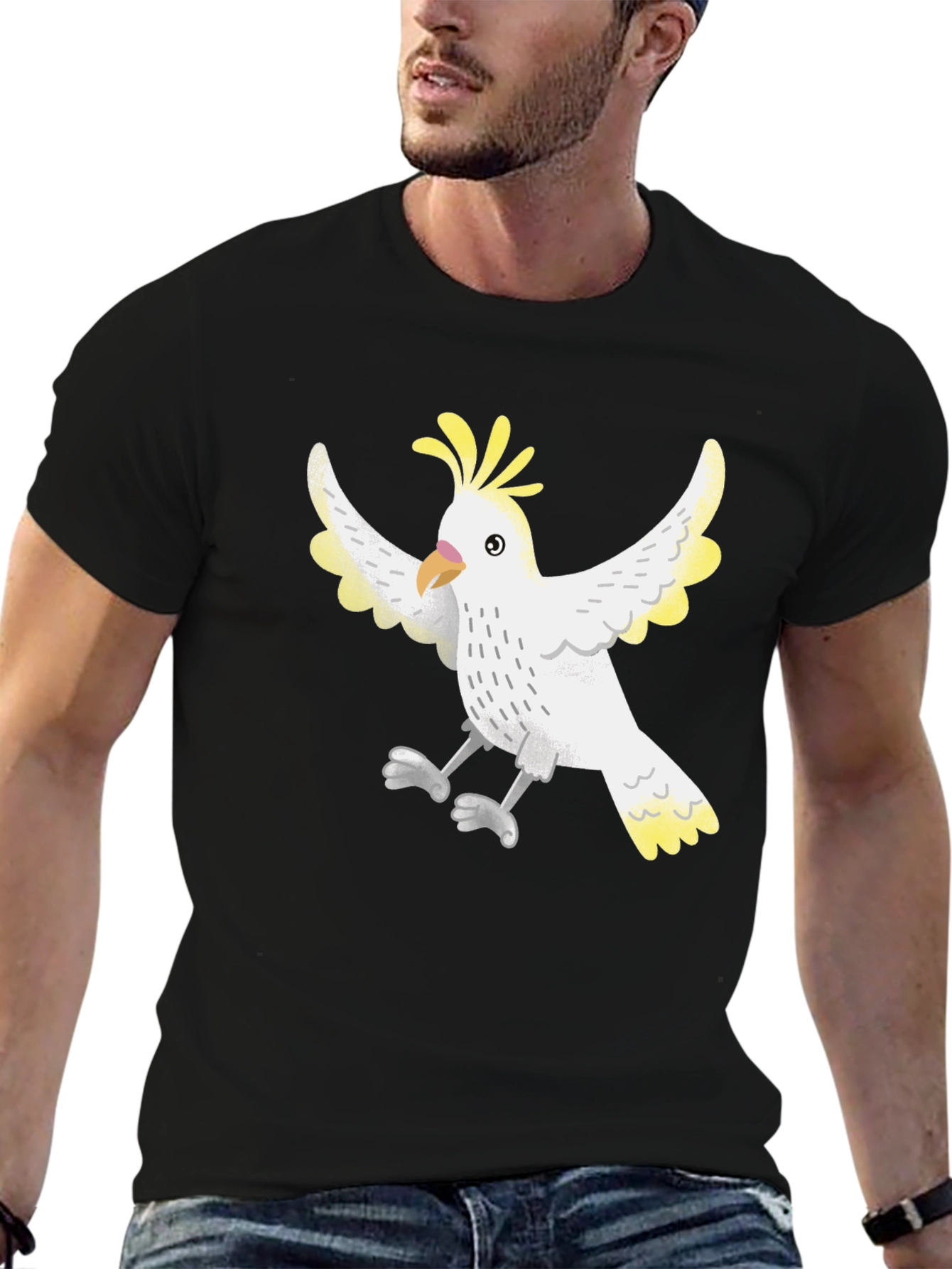 Black Cockatoo Graphic Tee - Unisex Black T-Shirt view 6