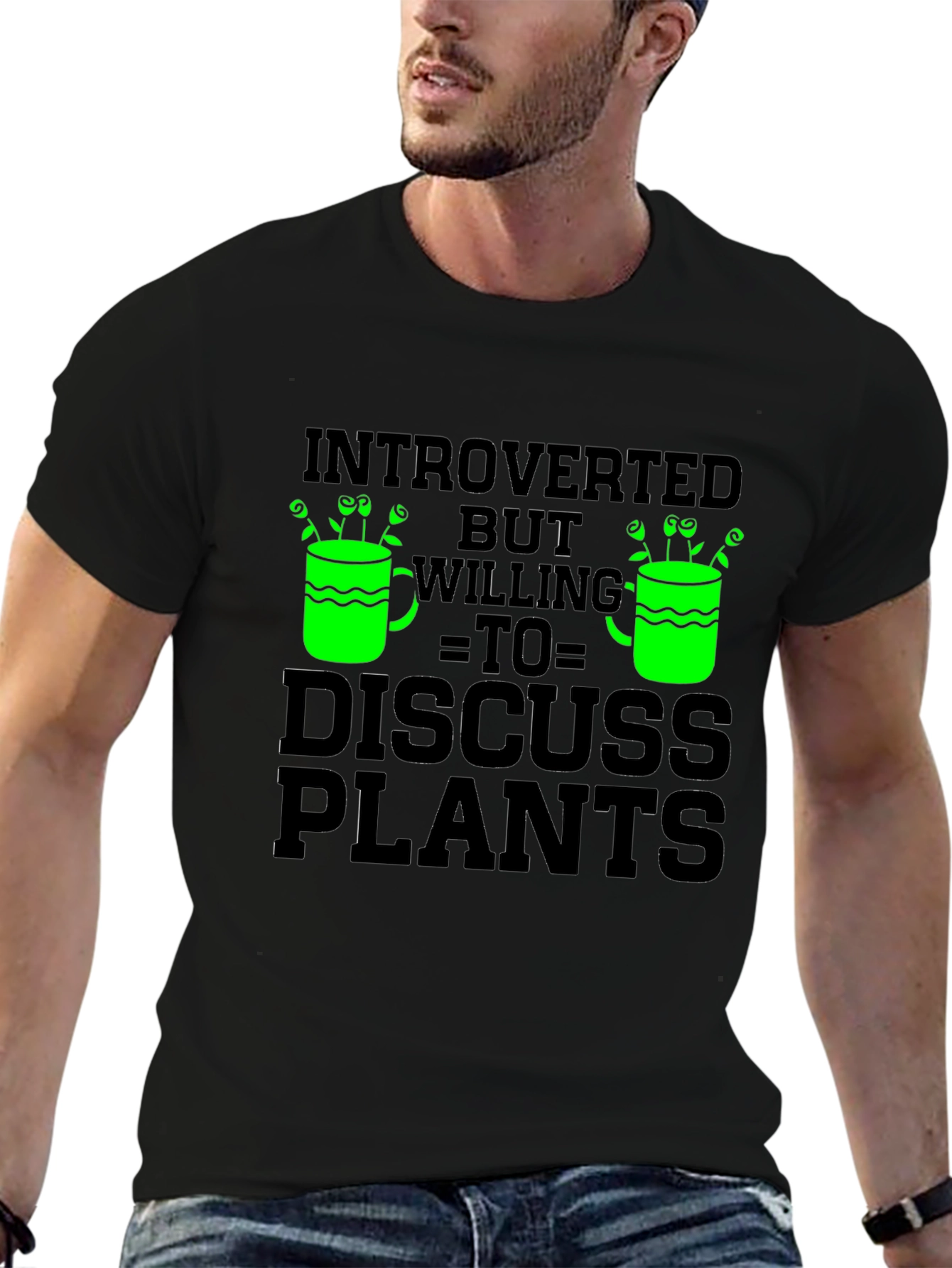 Black Introverted But Willing To Discuss Plants T-Shirt view 6