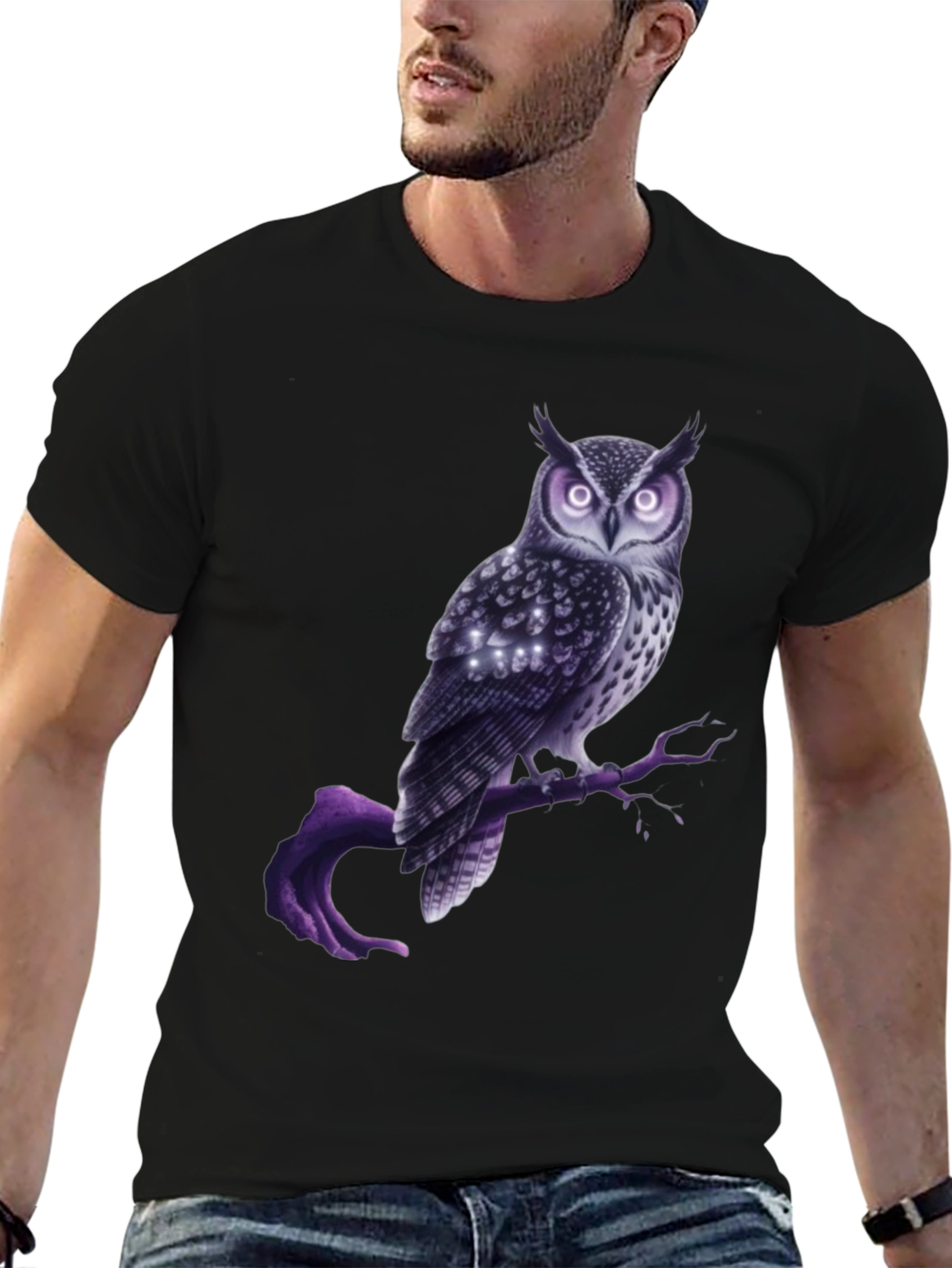 Black Mystic Owl Graphic Tee - Unique Design view 6