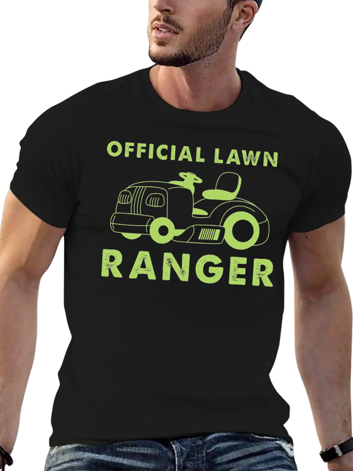 Black Official Lawn Ranger T-Shirt - Lawn Mower Design view 6