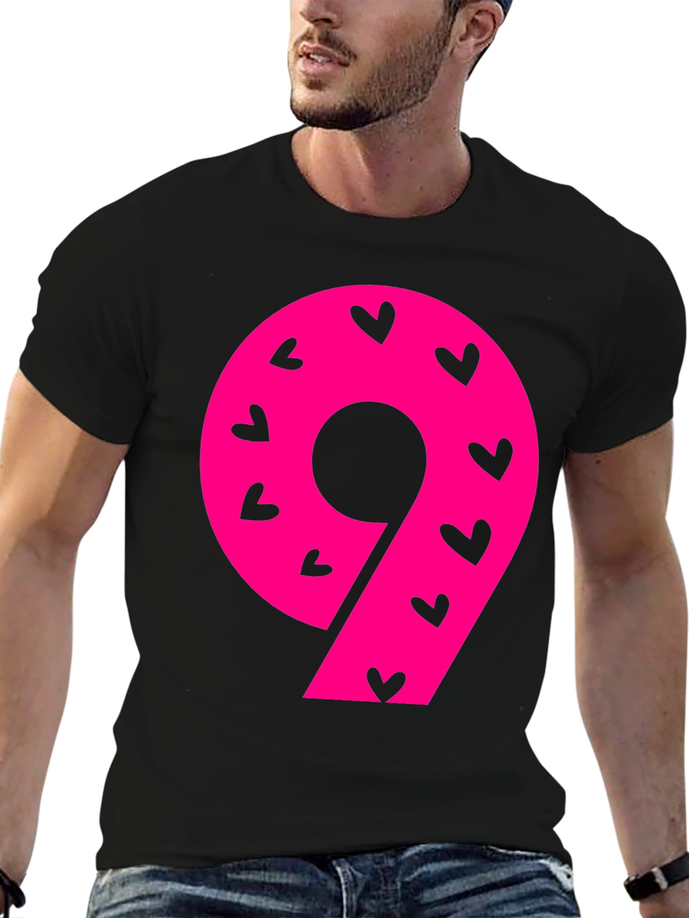 Black Number 9 Heart Print T-Shirt view 6