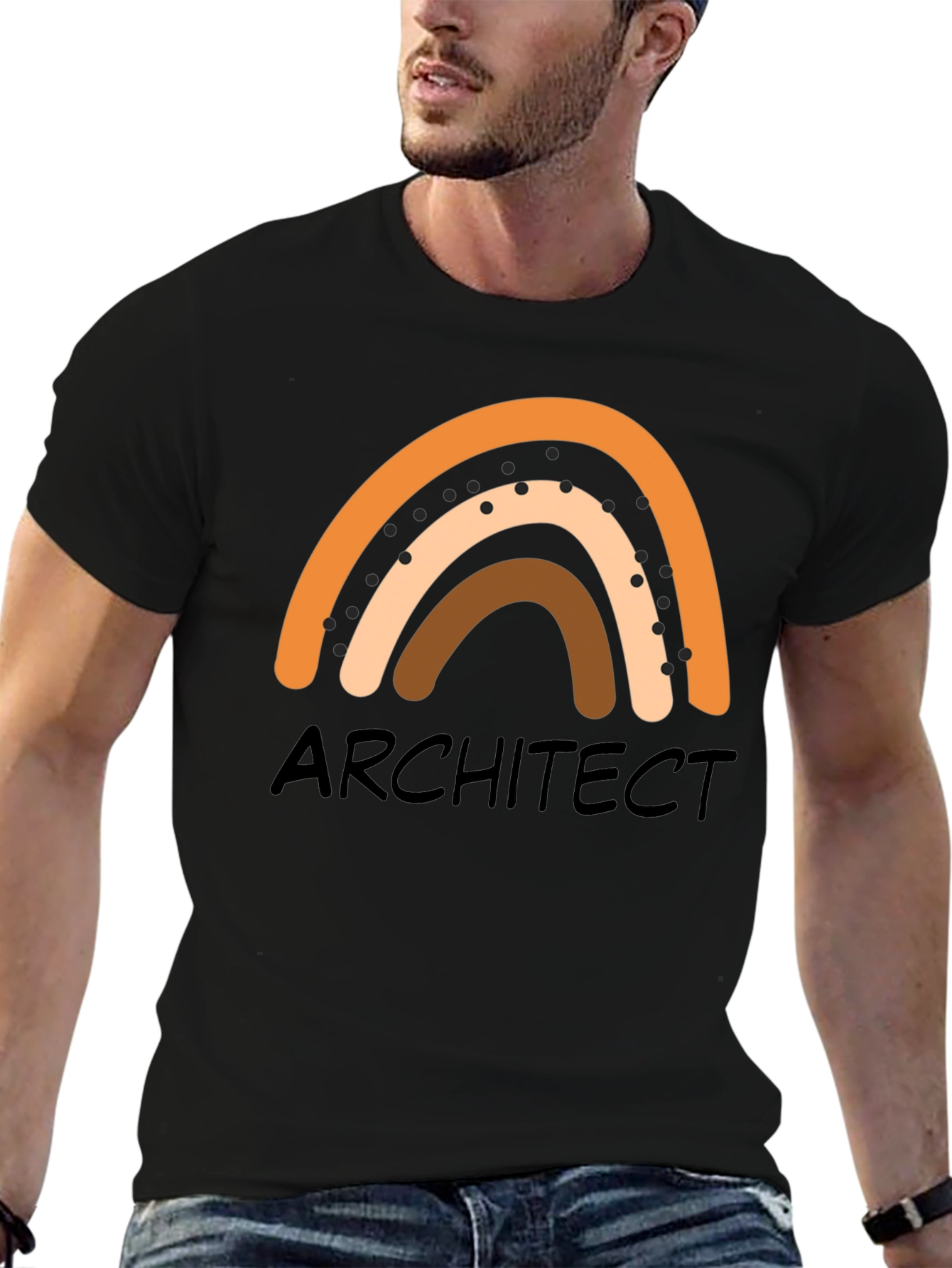 Black Architect Rainbow Graphic T-Shirt - Unisex Crew Neck view 6