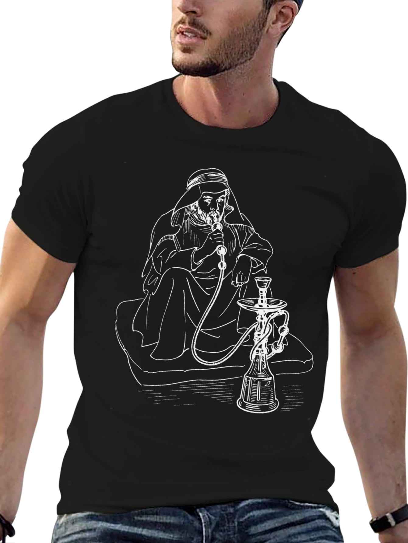 Black Hookah Lounge T-Shirt - Smoker Graphic Tee view 6
