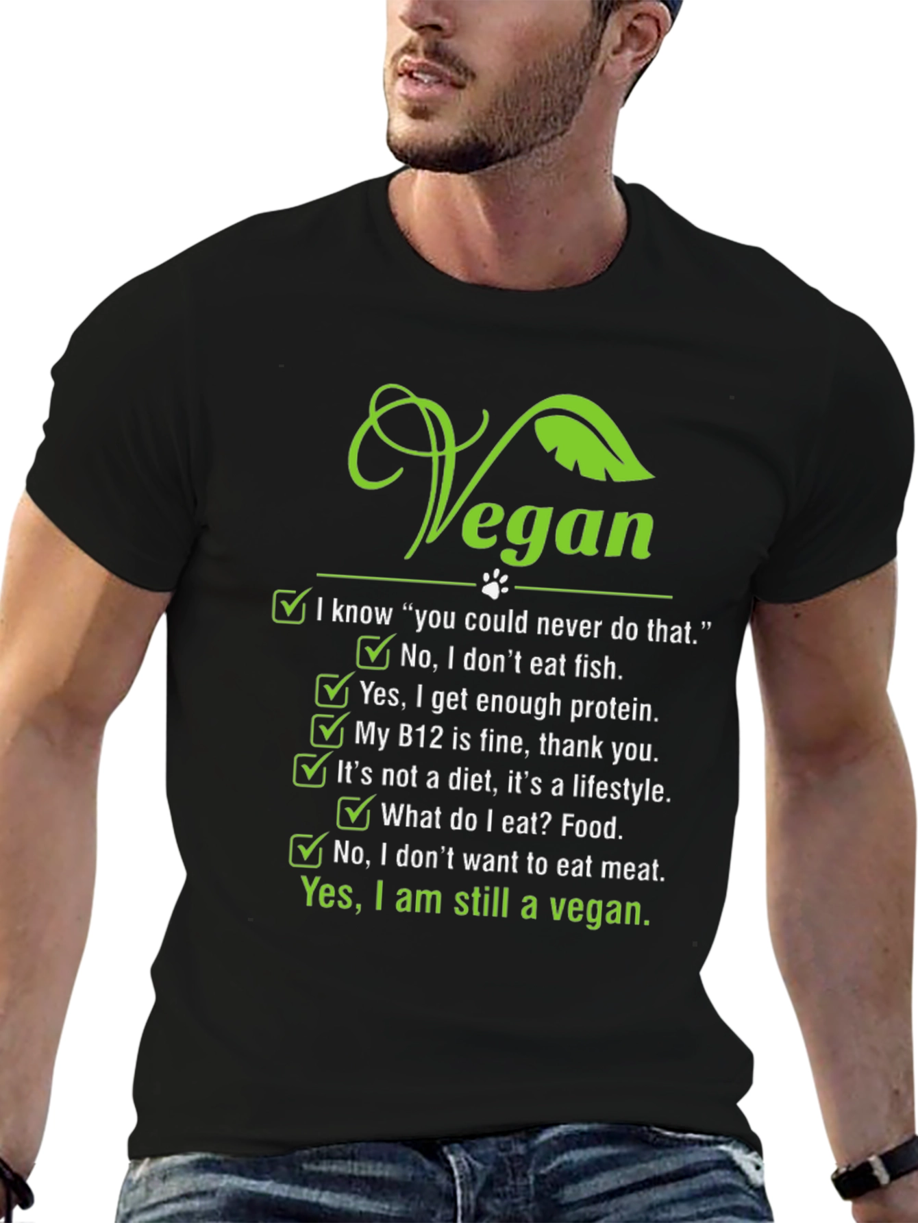 Black Vegan Lifestyle T-Shirt view 6