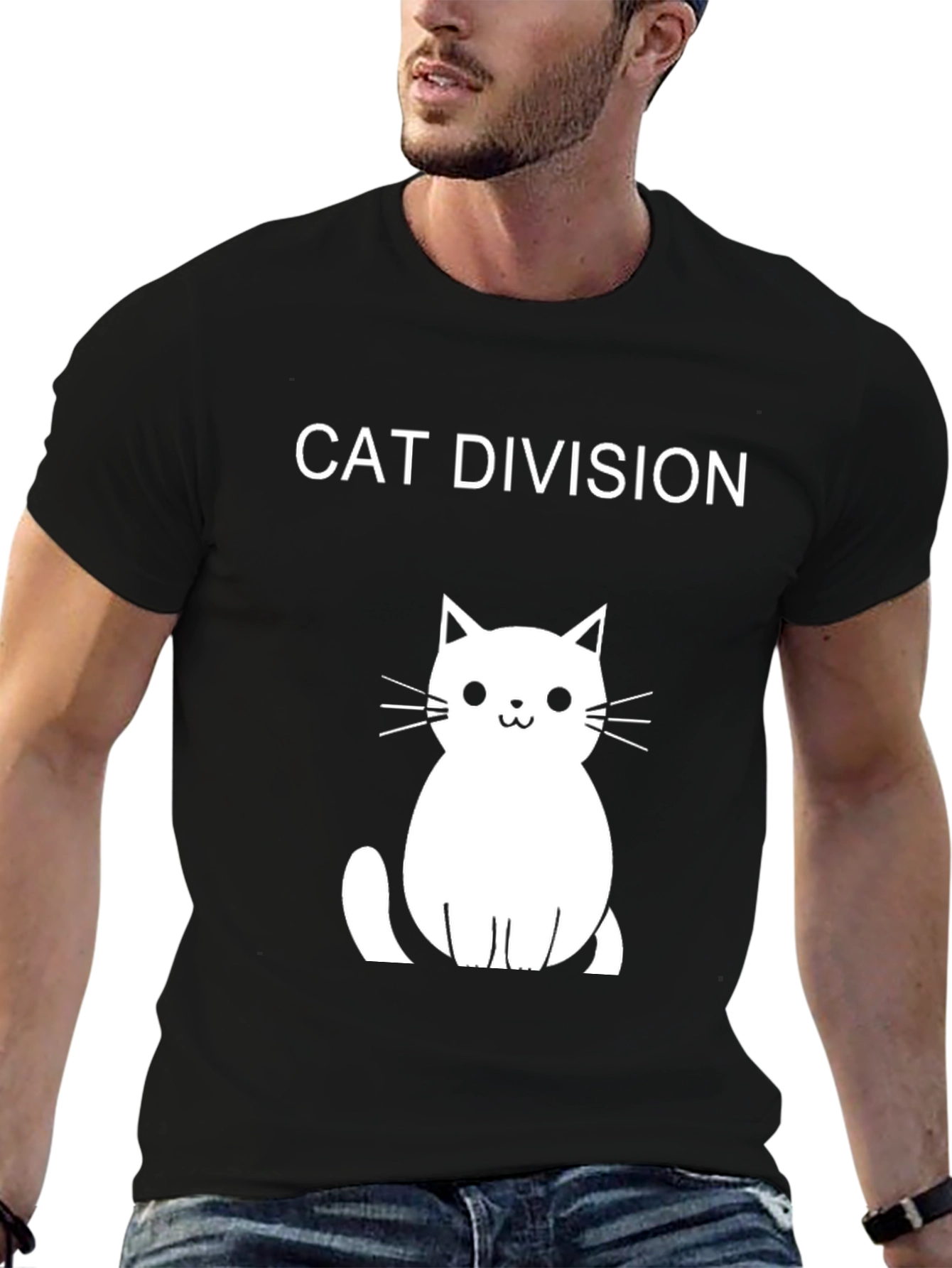 Black Cat Division Funny T-Shirt view 6