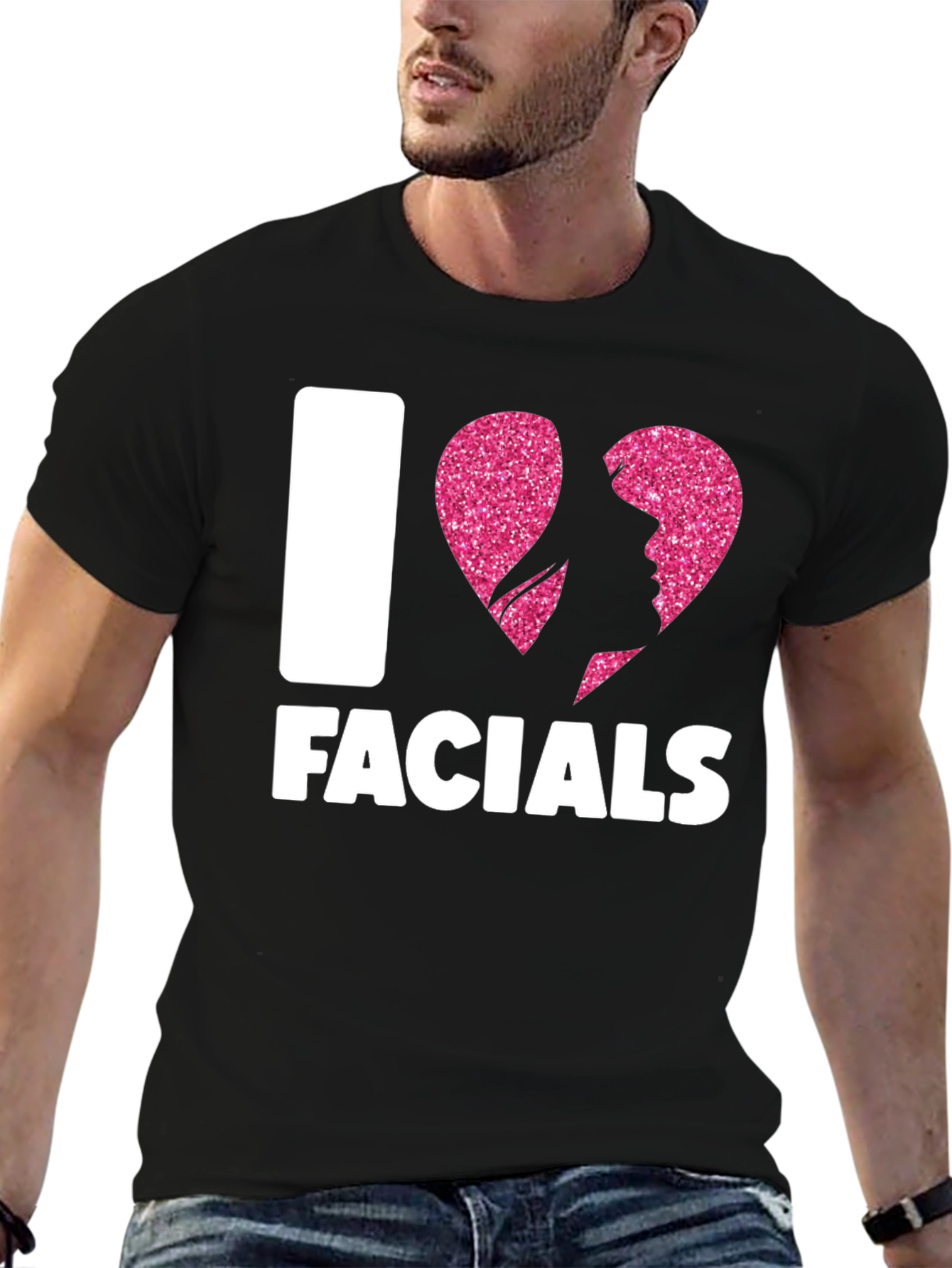 Black I Heart Facials T-Shirt Funny Graphic Tee view 6