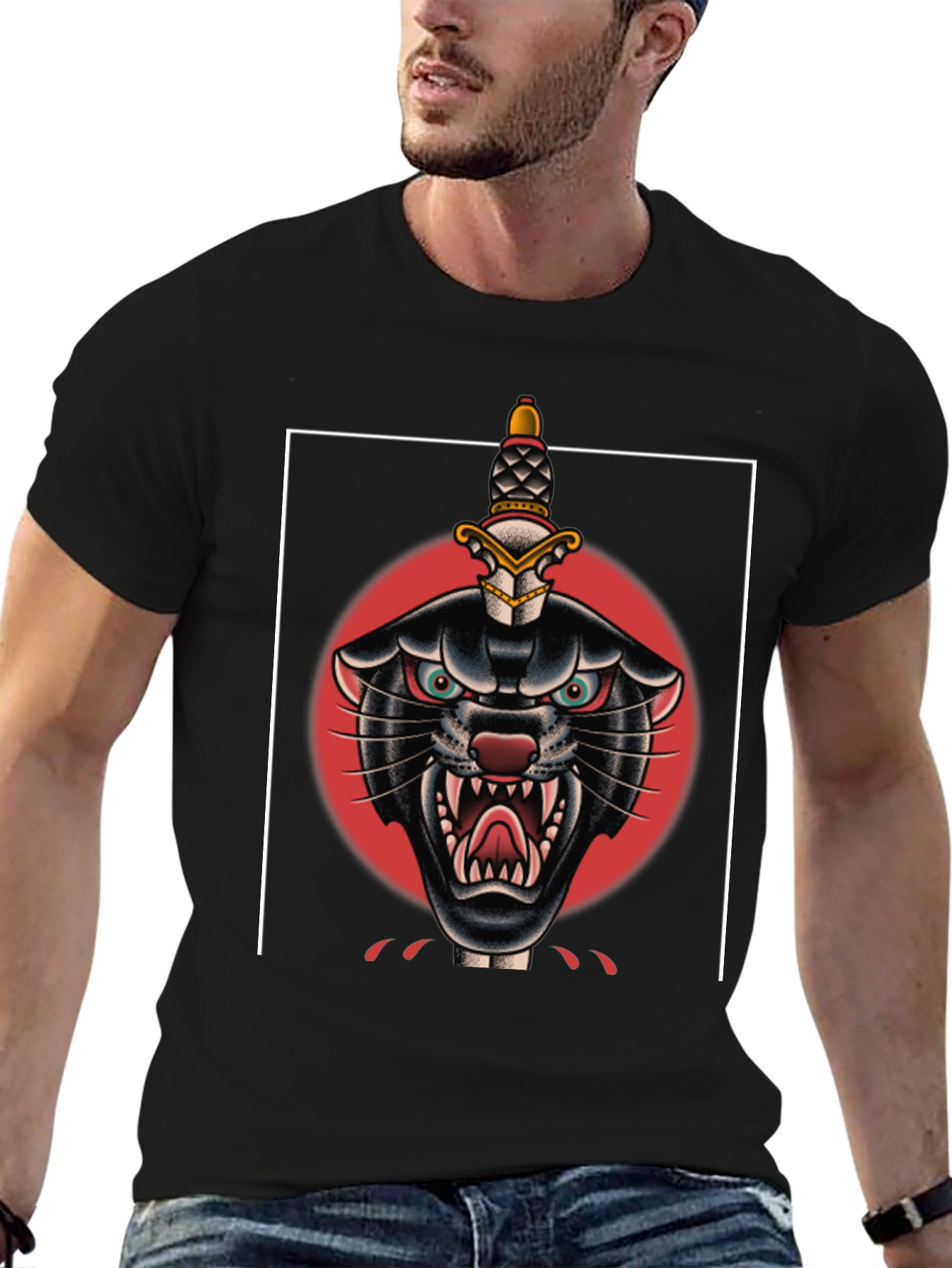 Black Black Panther Dagger Graphic Tee view 6