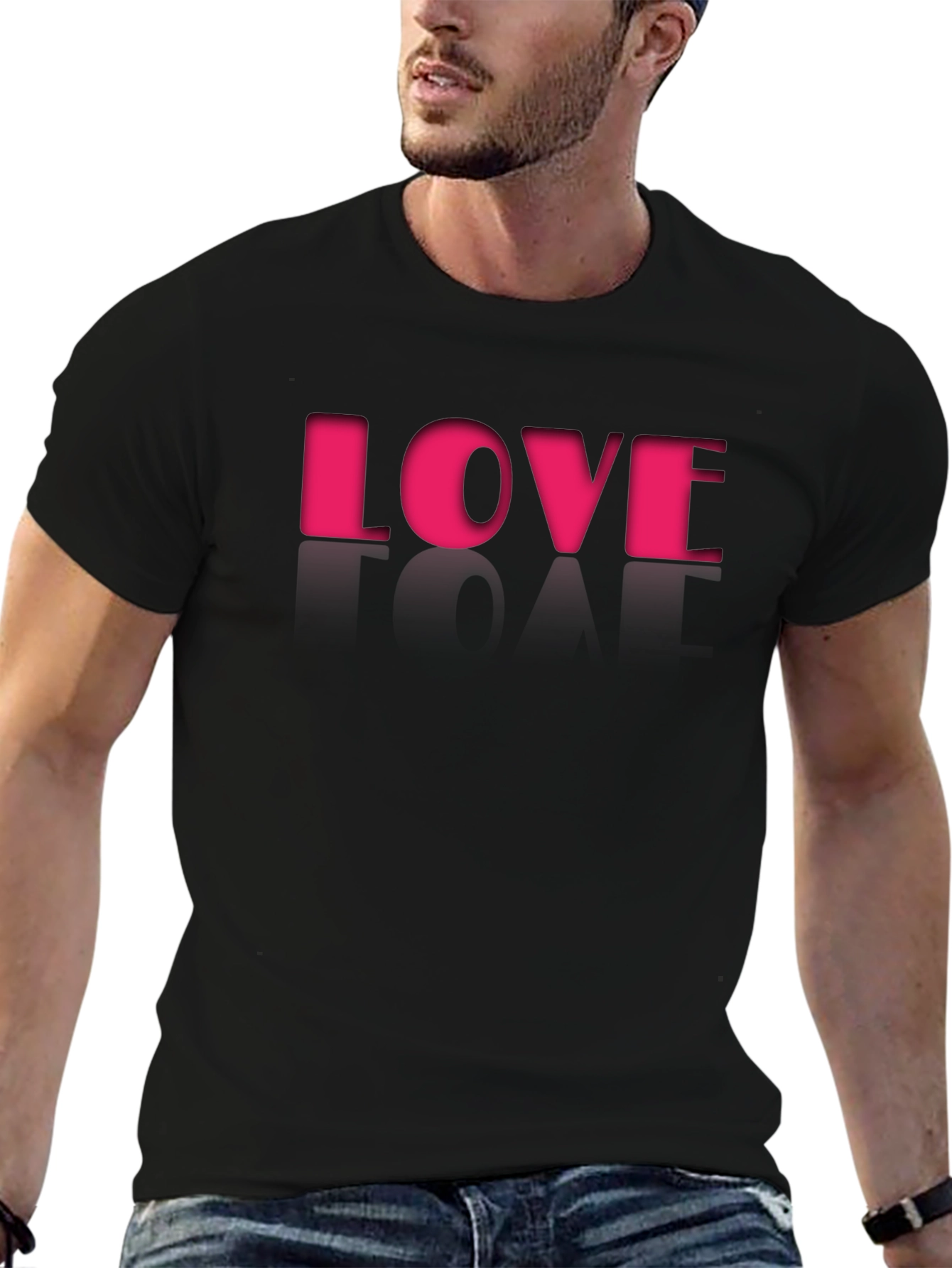 Black Love Graphic Tee - Stylish Men's Black T-Shirt view 6