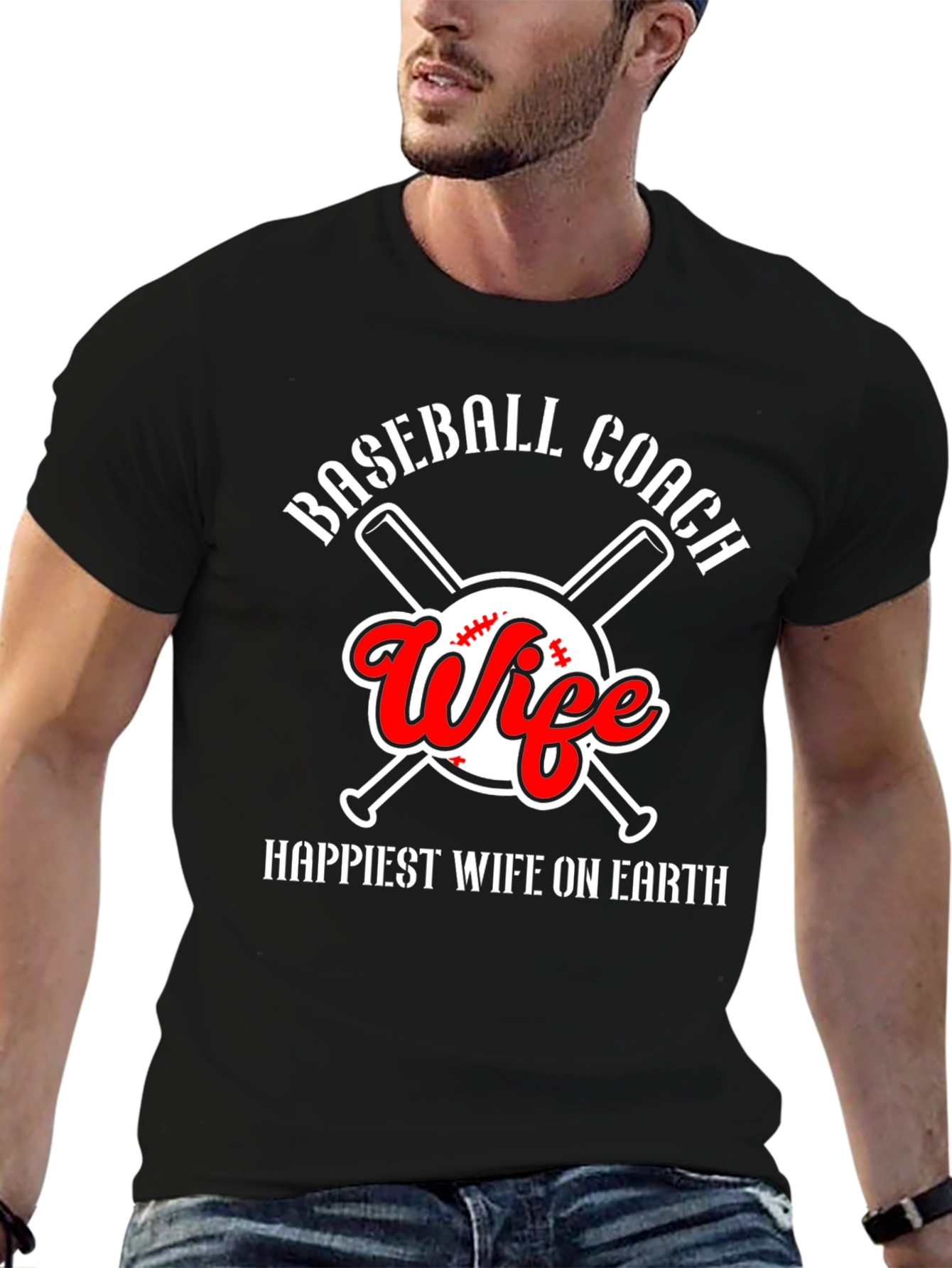 Black Baseball Coach Wife Graphic Tee view 6