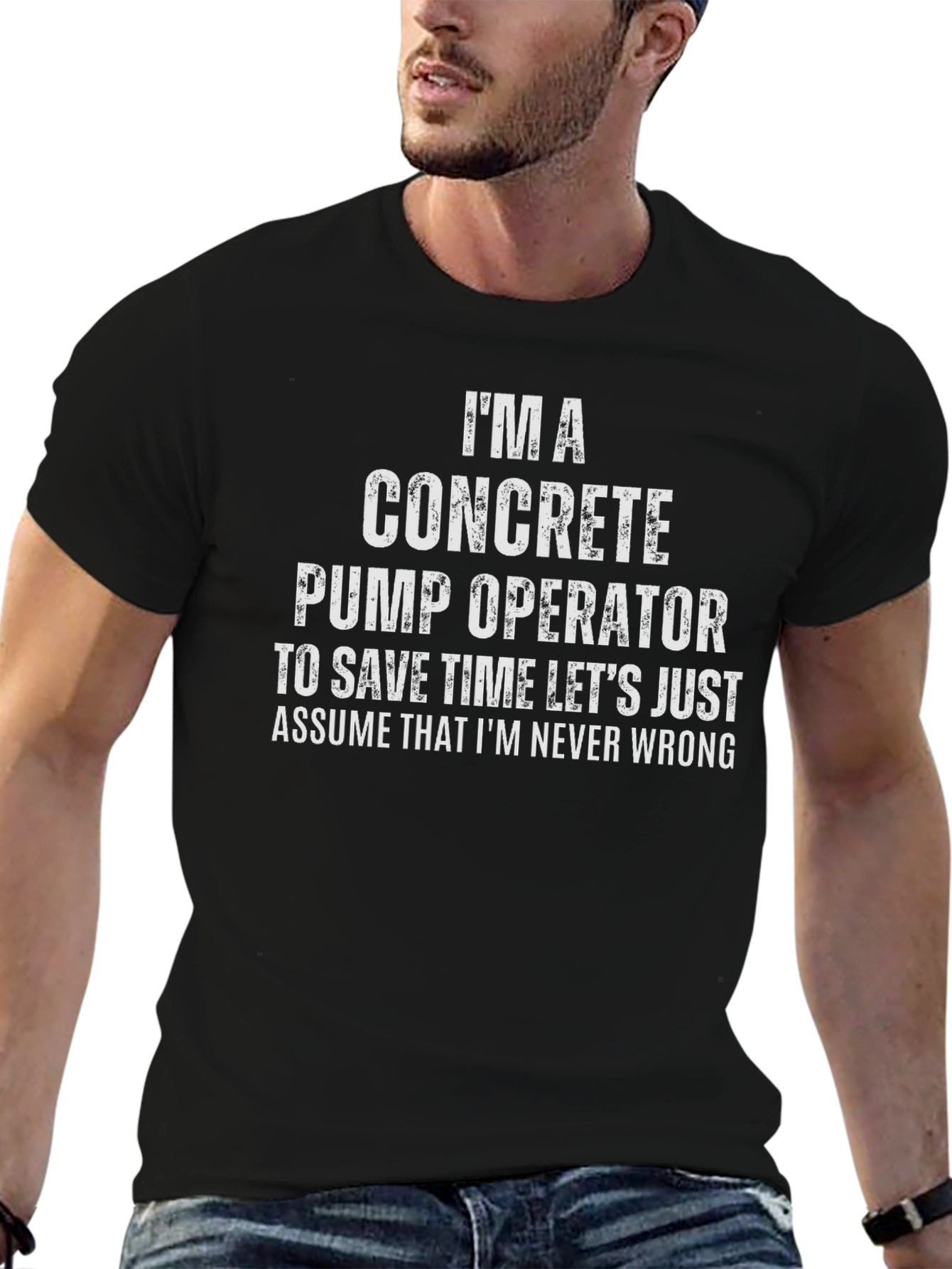 Black Concrete Pump Operator - Men's Funny T-Shirt view 6
