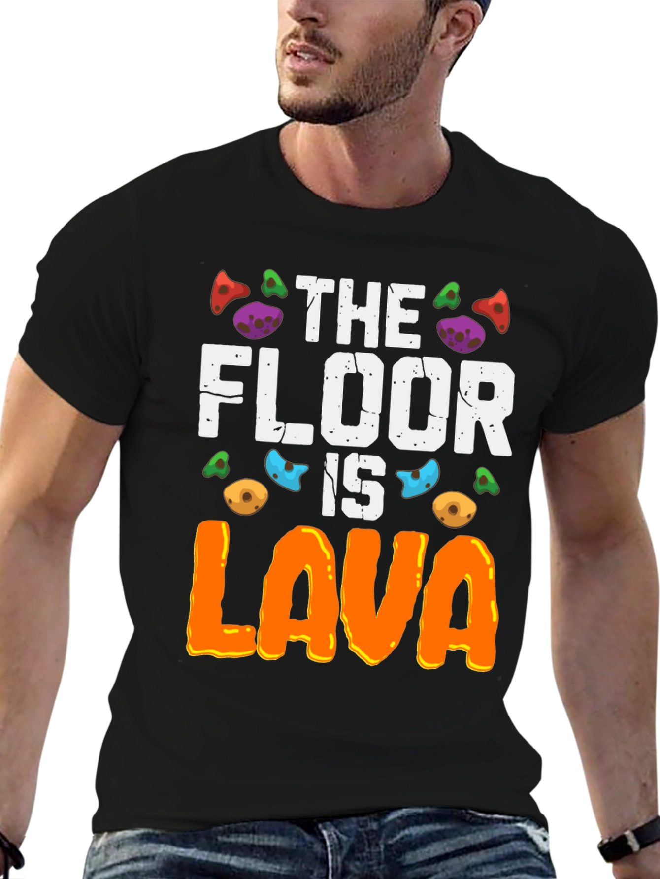 Black The Floor Is Lava T-Shirt view 6