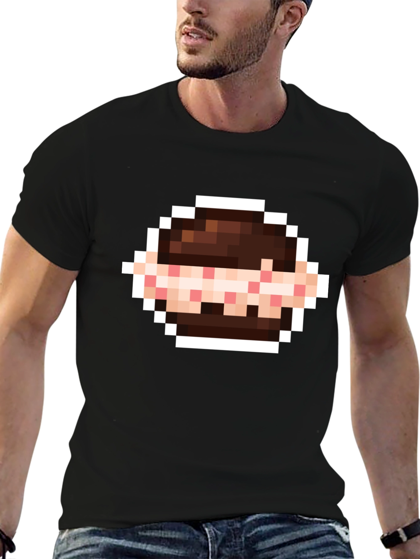 Black Pixelated Sandwich Graphic Tee - Retro Gaming Style view 6