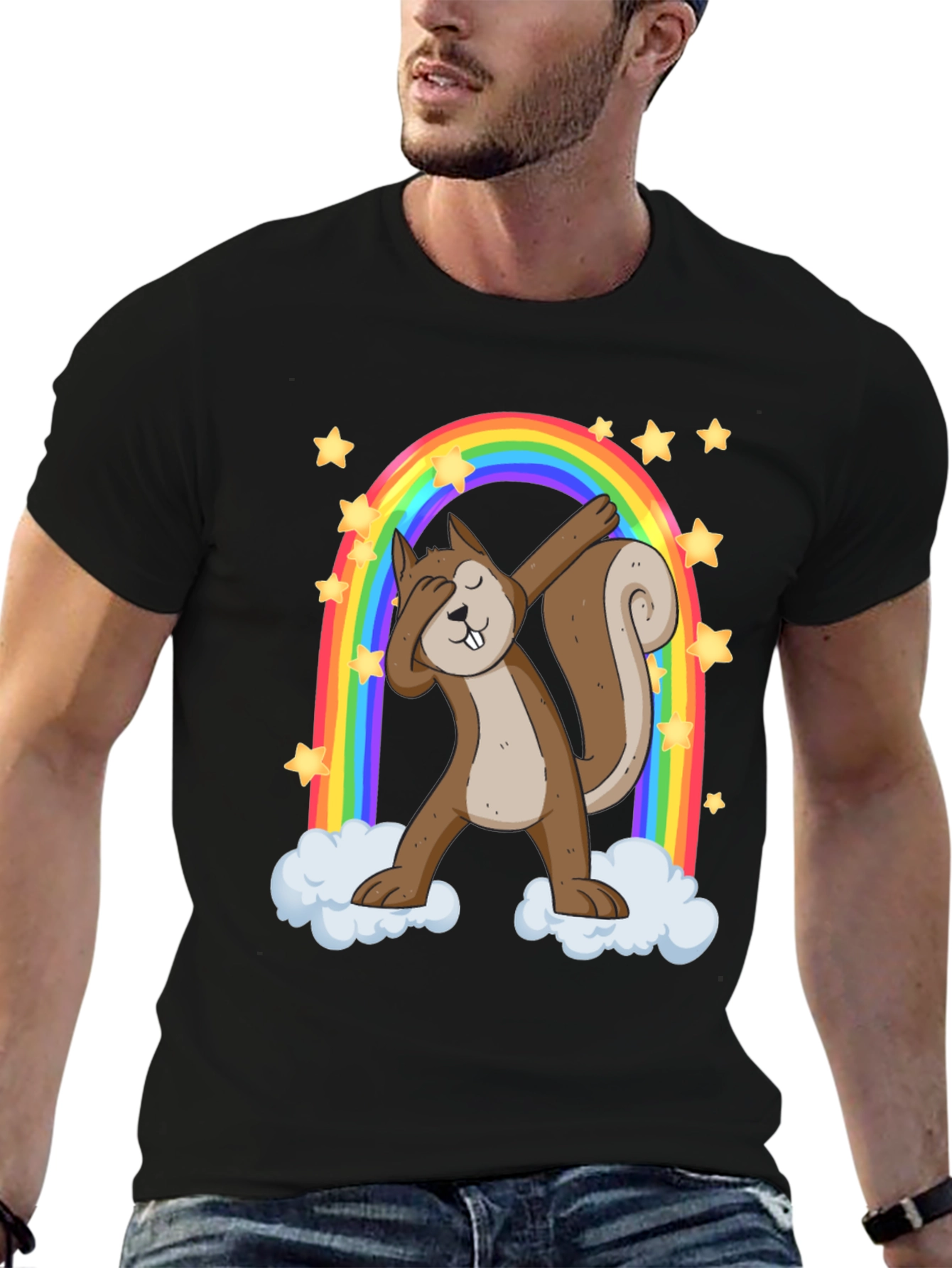 Dabbing Squirrel Rainbow Graphic Tee - 6