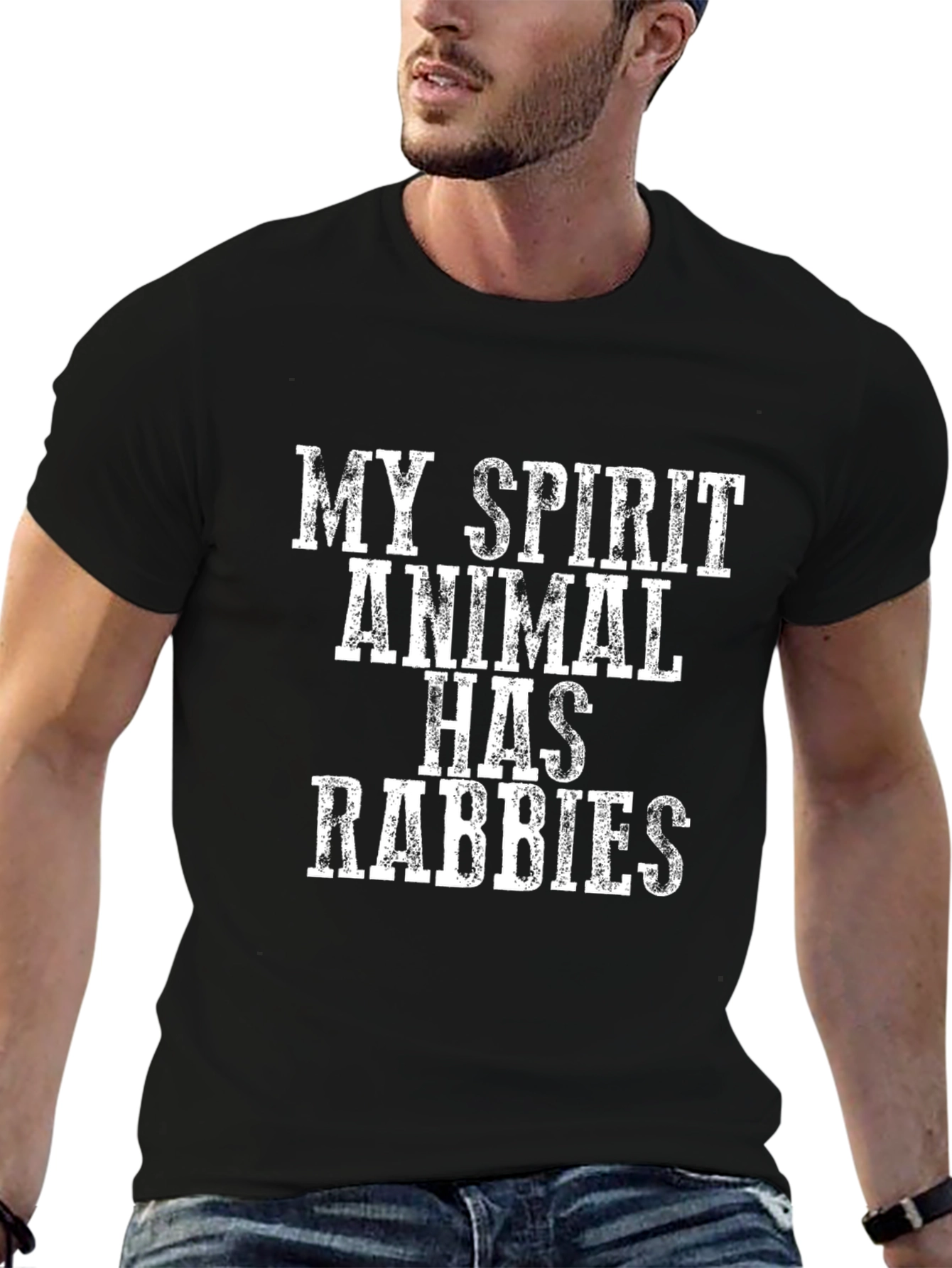 Black My Spirit Animal Has Rabies Graphic Tee view 6