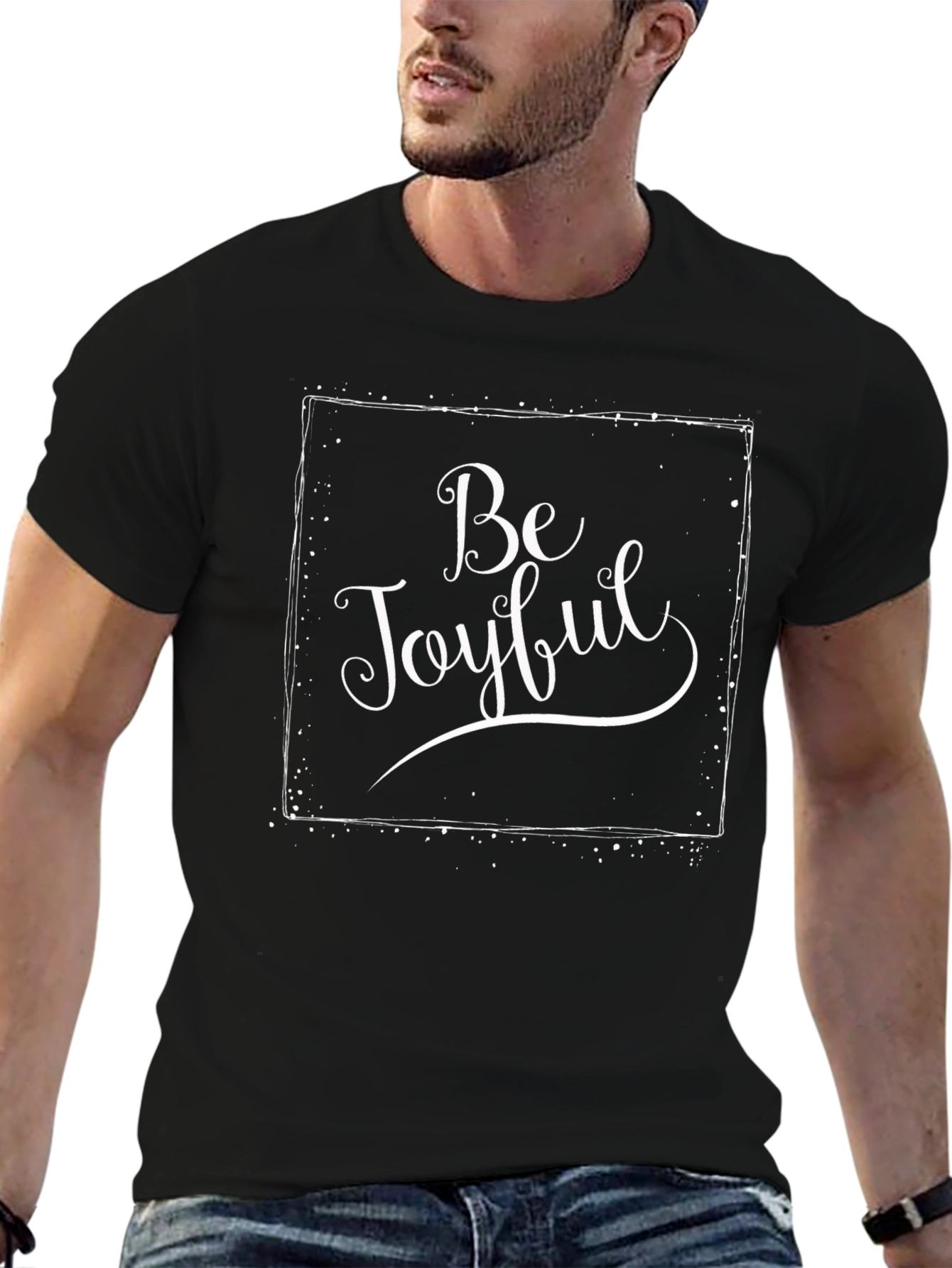 Black Be Joyful Graphic Print Black T-Shirt view 6