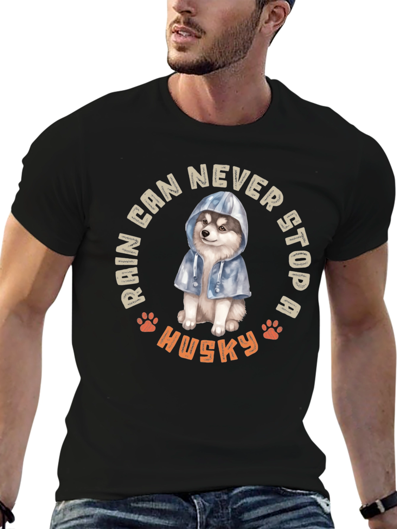Black Husky Rain Can Never Stop Me T-Shirt view 6