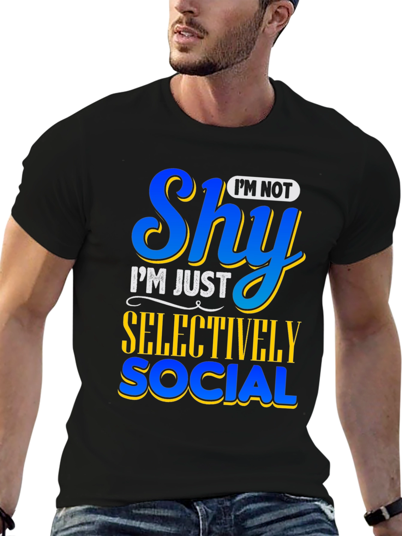 Black I'm Not Shy T-Shirt - Selectively Social Tee view 6