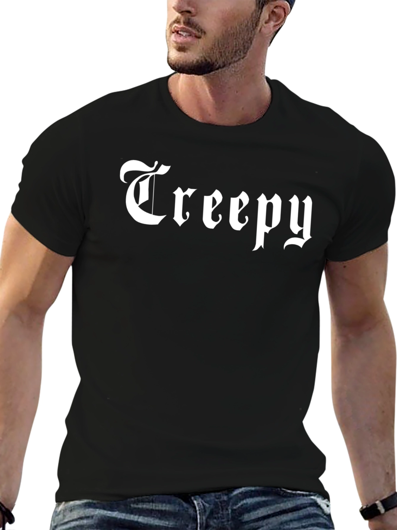 Black Creepy Gothic Text T-Shirt - Dark Style Tee view 6