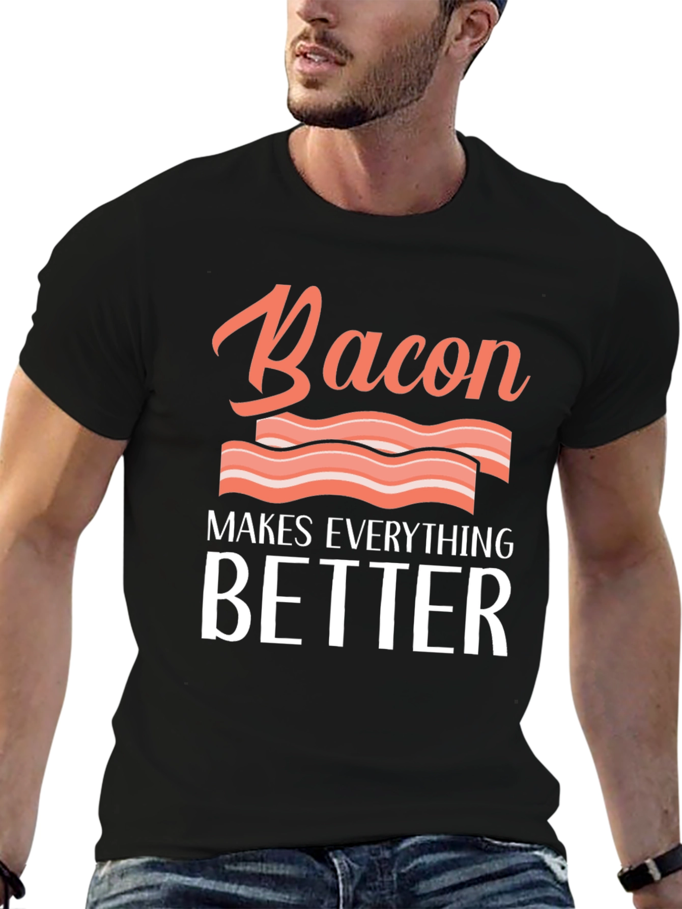 Black Bacon Makes Everything Better Graphic Tee view 6