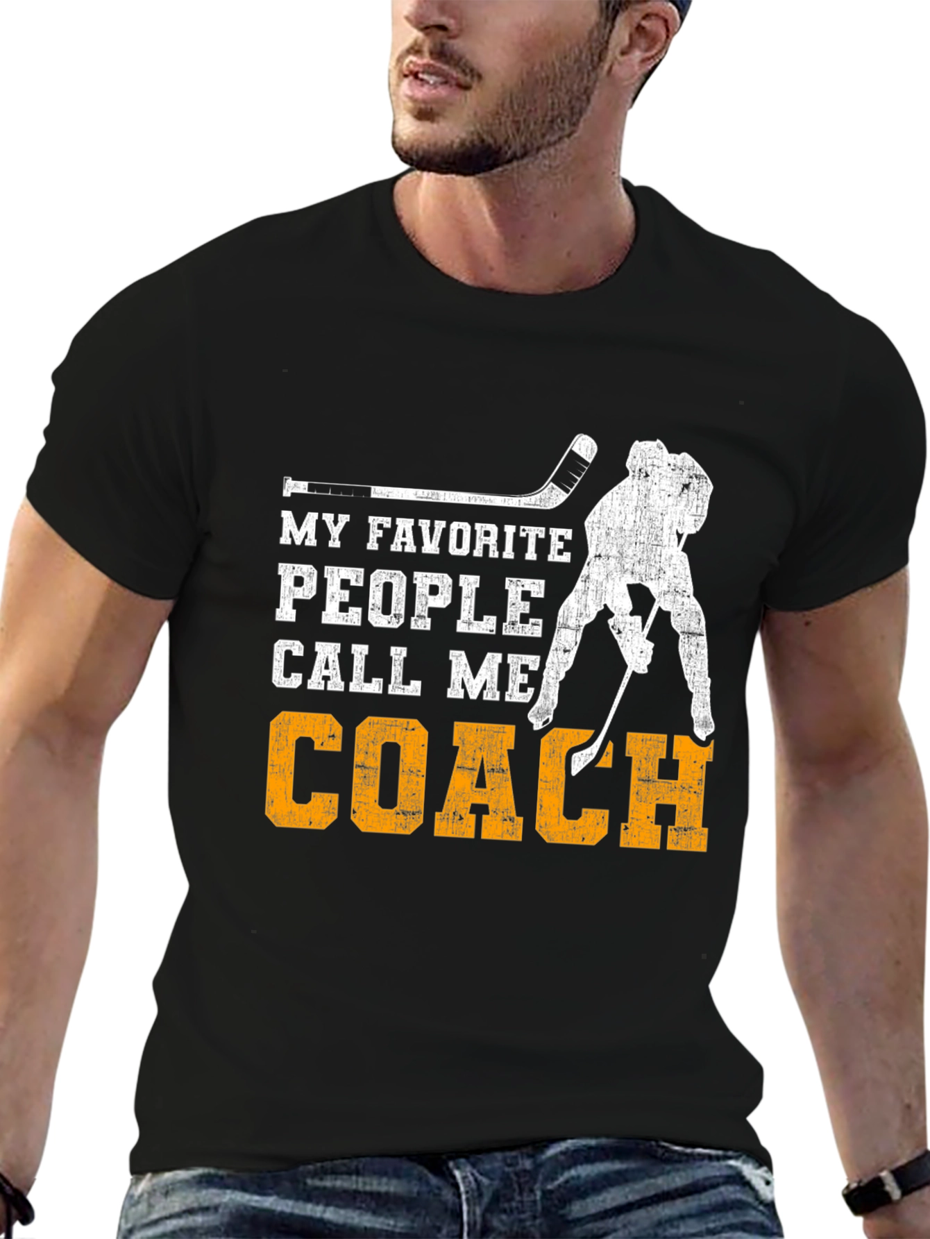 Black Hockey Coach T-Shirt - My Favorite People Call Me Coach view 6