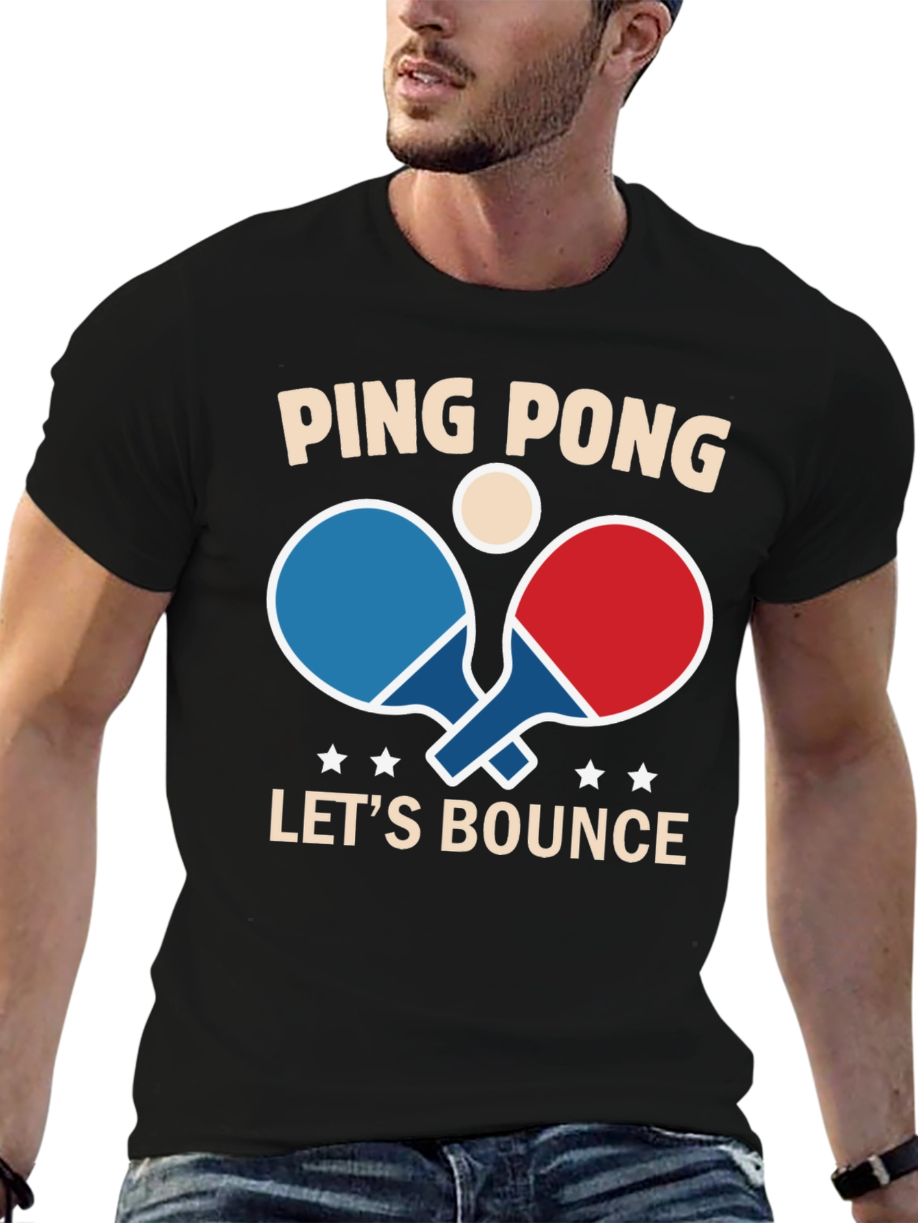 Black Ping Pong Let's Bounce Graphic Tee - Black view 6