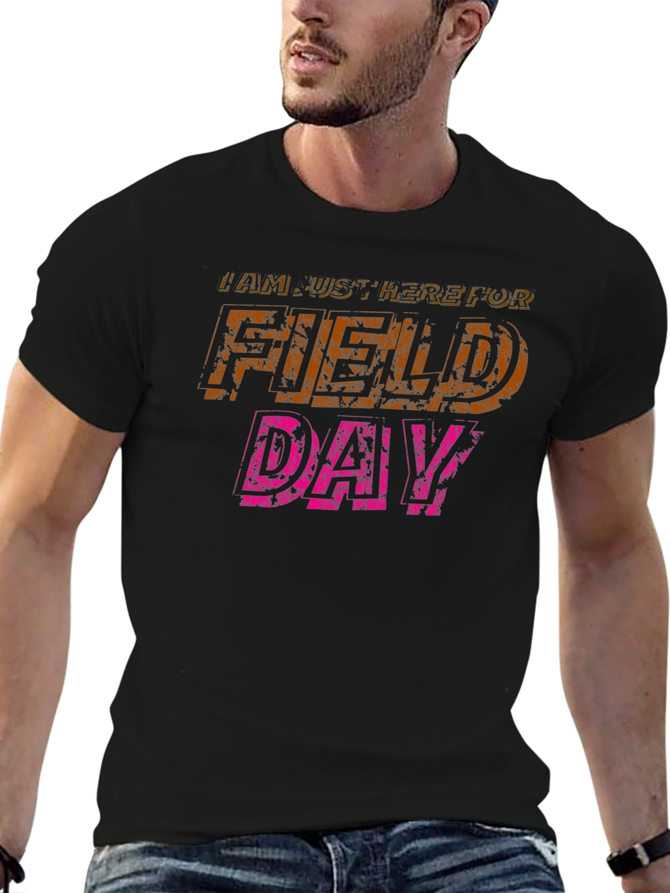 Black I'm Just Here For Field Day Black T-Shirt view 6