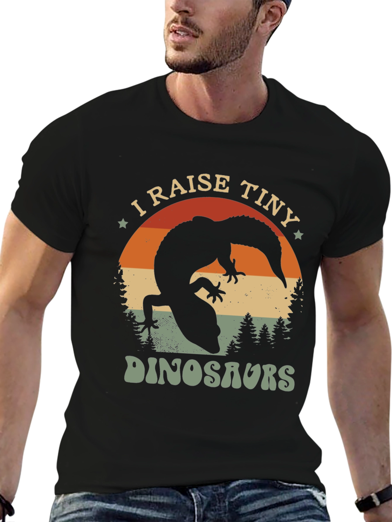 Black I Raise Tiny Dinosaurs T-Shirt view 6