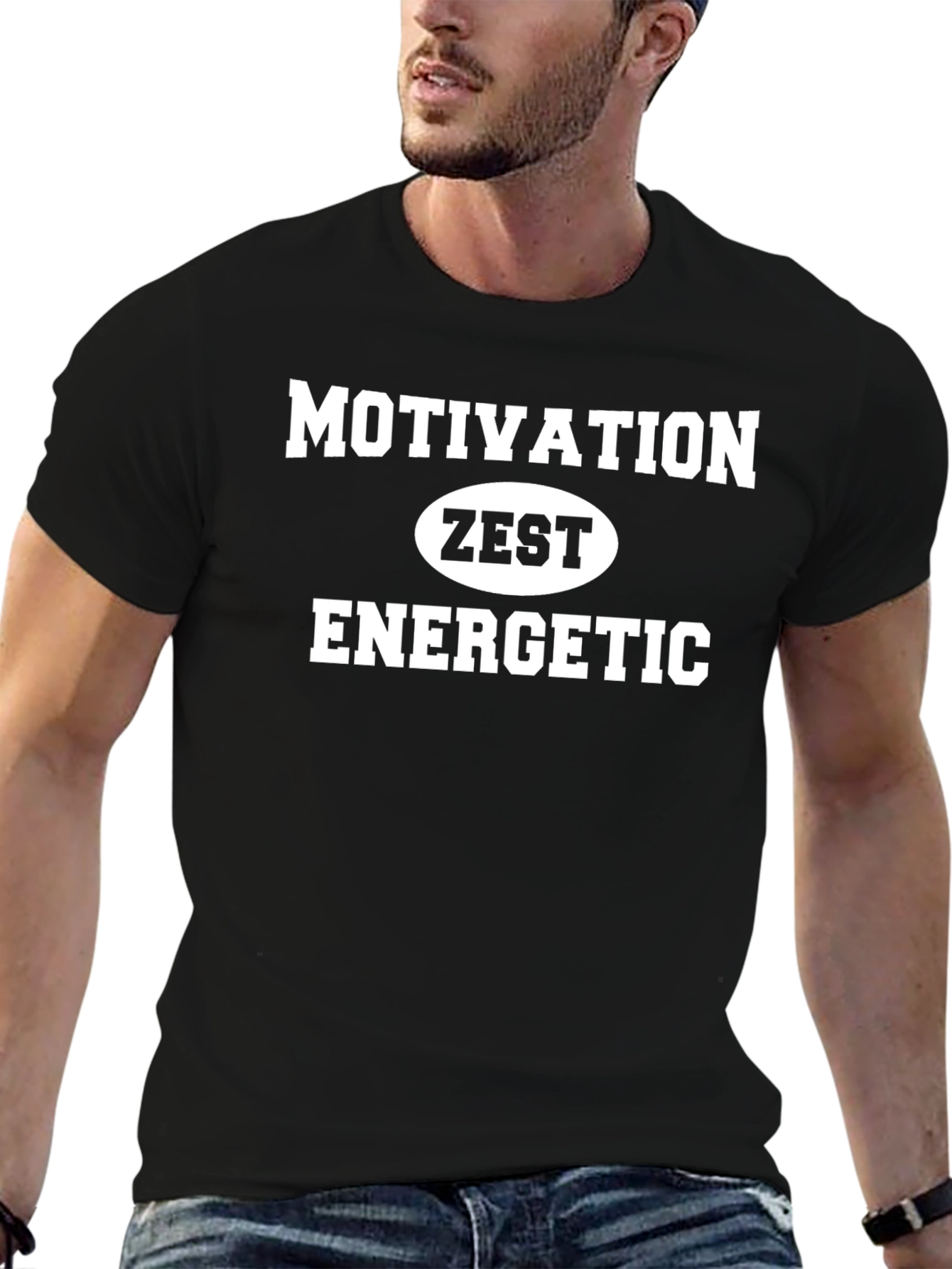 Black Motivational Zest Energetic Black T-Shirt view 6