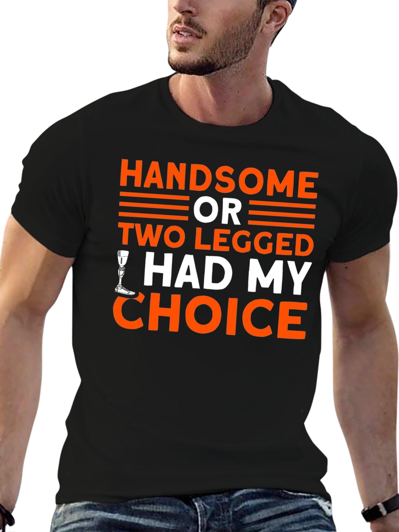 Black Handsome or Two Legged T-Shirt - Choice Humor Tee view 6
