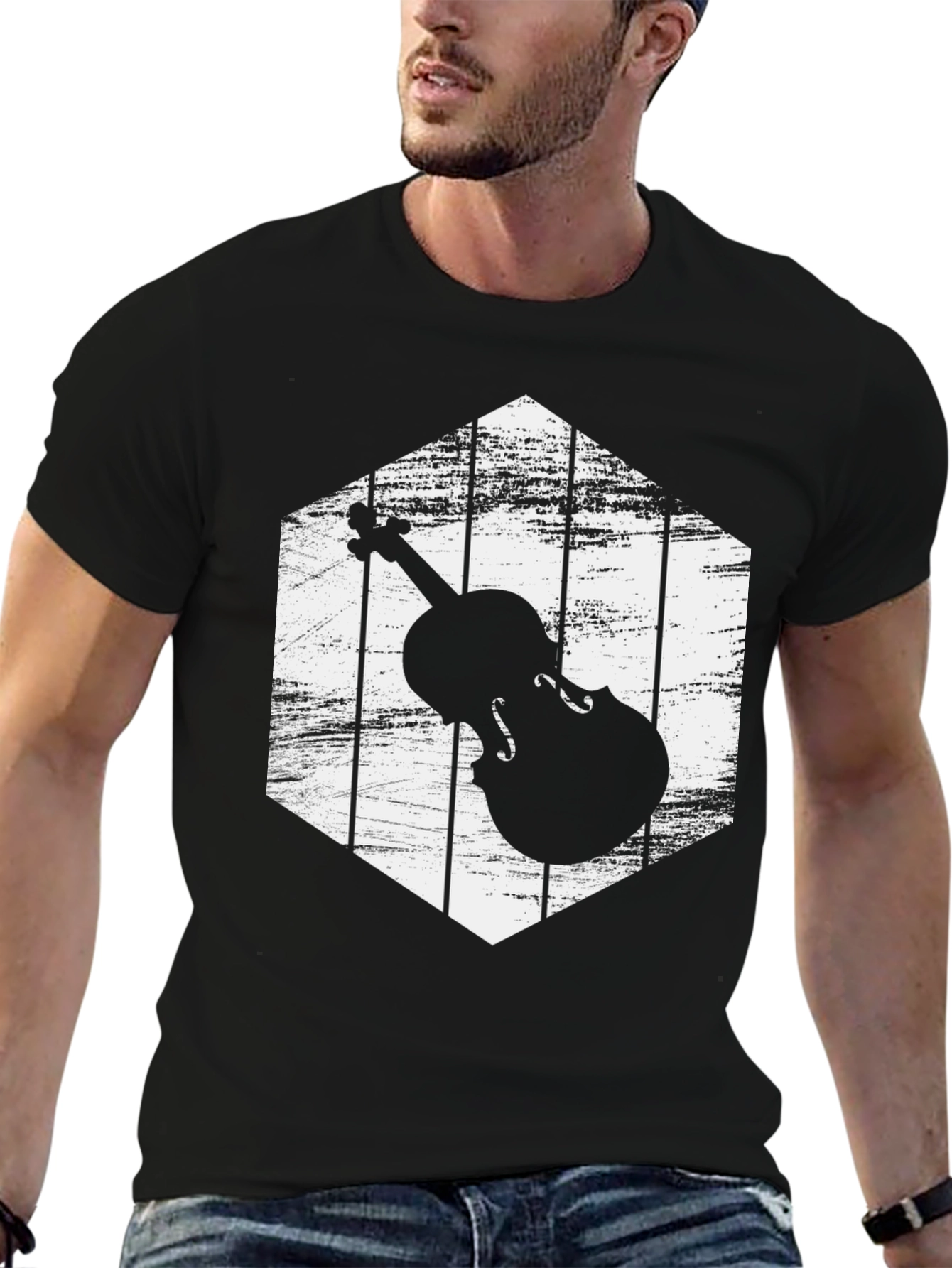 Black Violin Silhouette Graphic Tee view 6