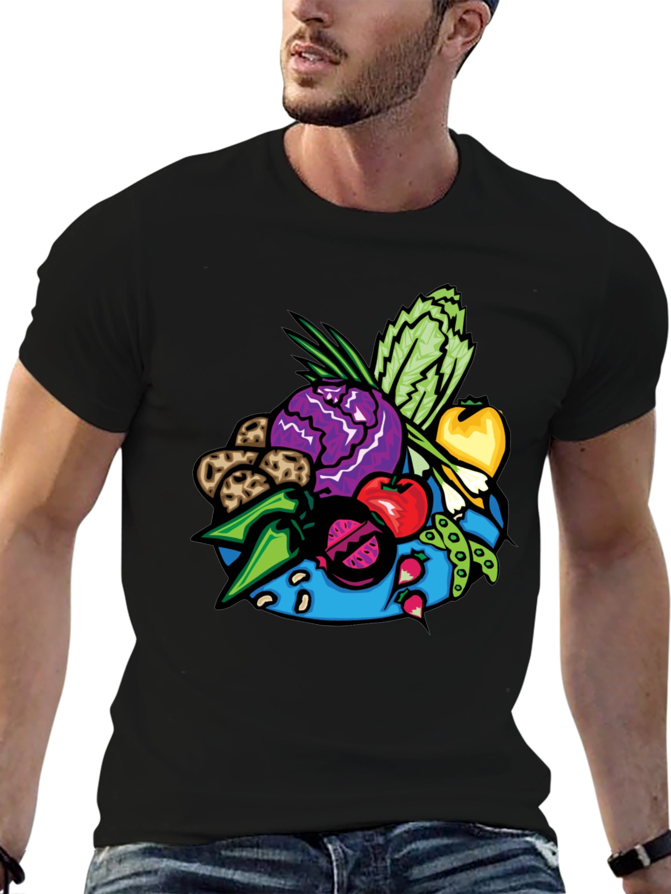 Vibrant Vegetable Patch Graphic Tee - Black - 6