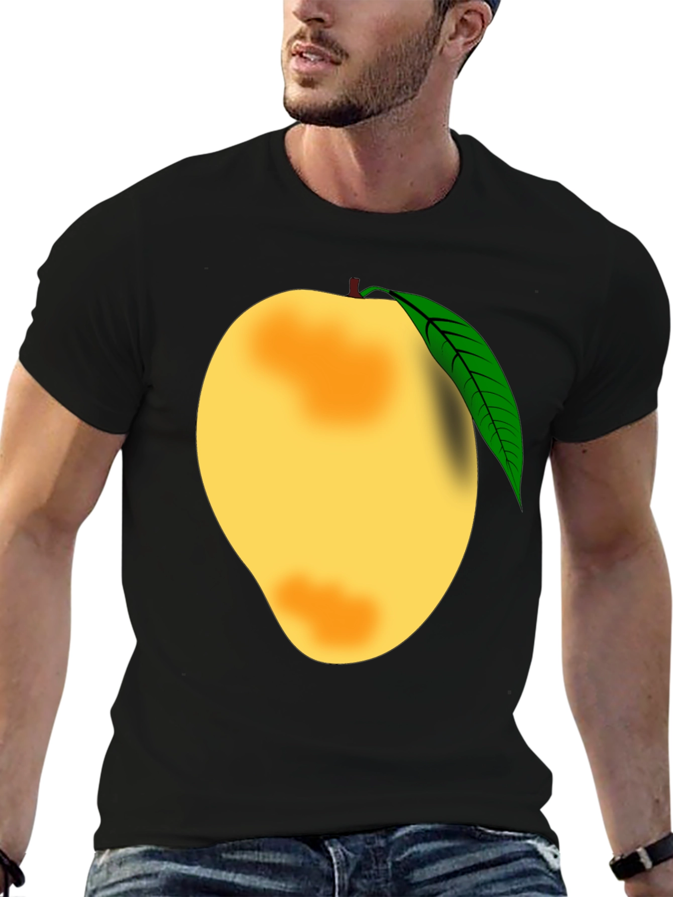 Black Mango Graphic Tee - Fruit Lover's Black T-Shirt view 6