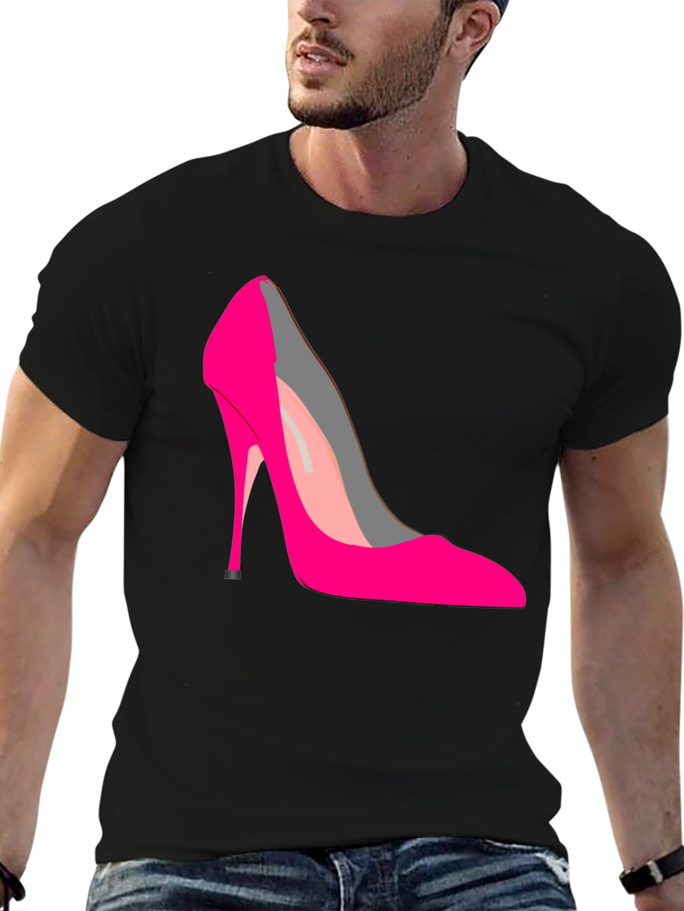 Black Hot Pink High Heel Graphic Tee view 6