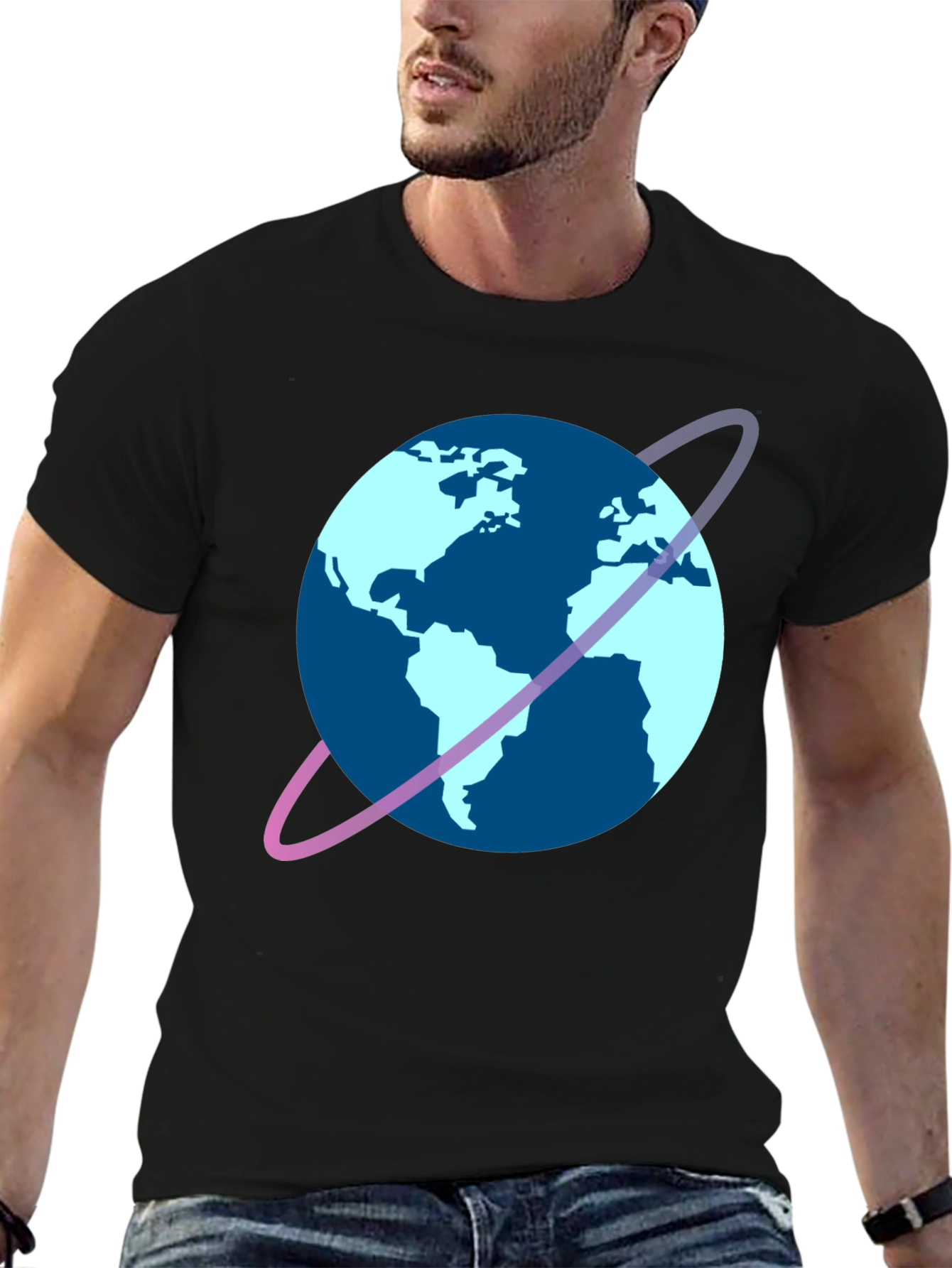 Black Planet Graphic Tee - Cool Earth Design view 6