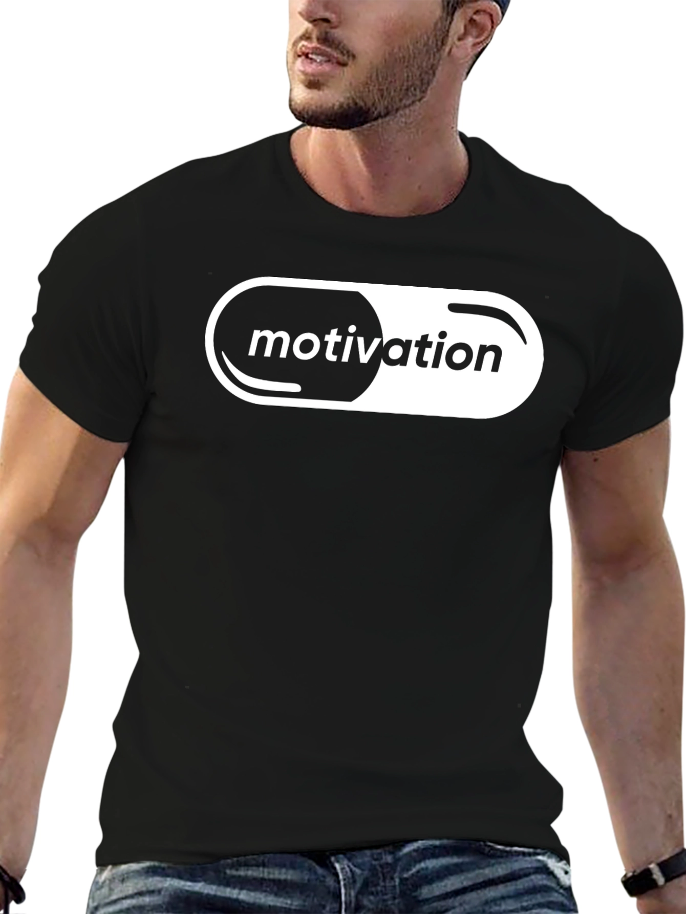 Black Motivation Pill T-Shirt - Black Graphic Tee view 6