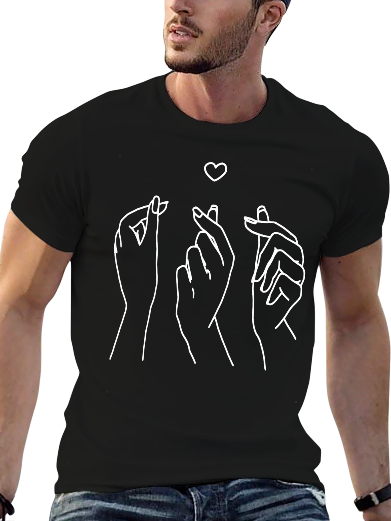 Black Love Sign Hands Graphic Tee - Black view 6