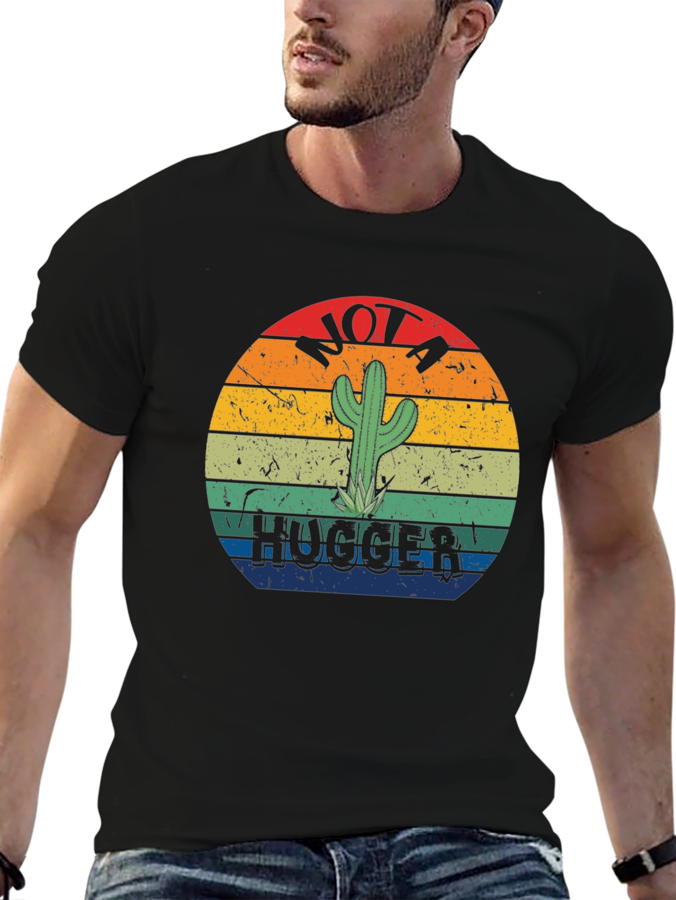 Black Not A Hugger Cactus Graphic Tee view 6