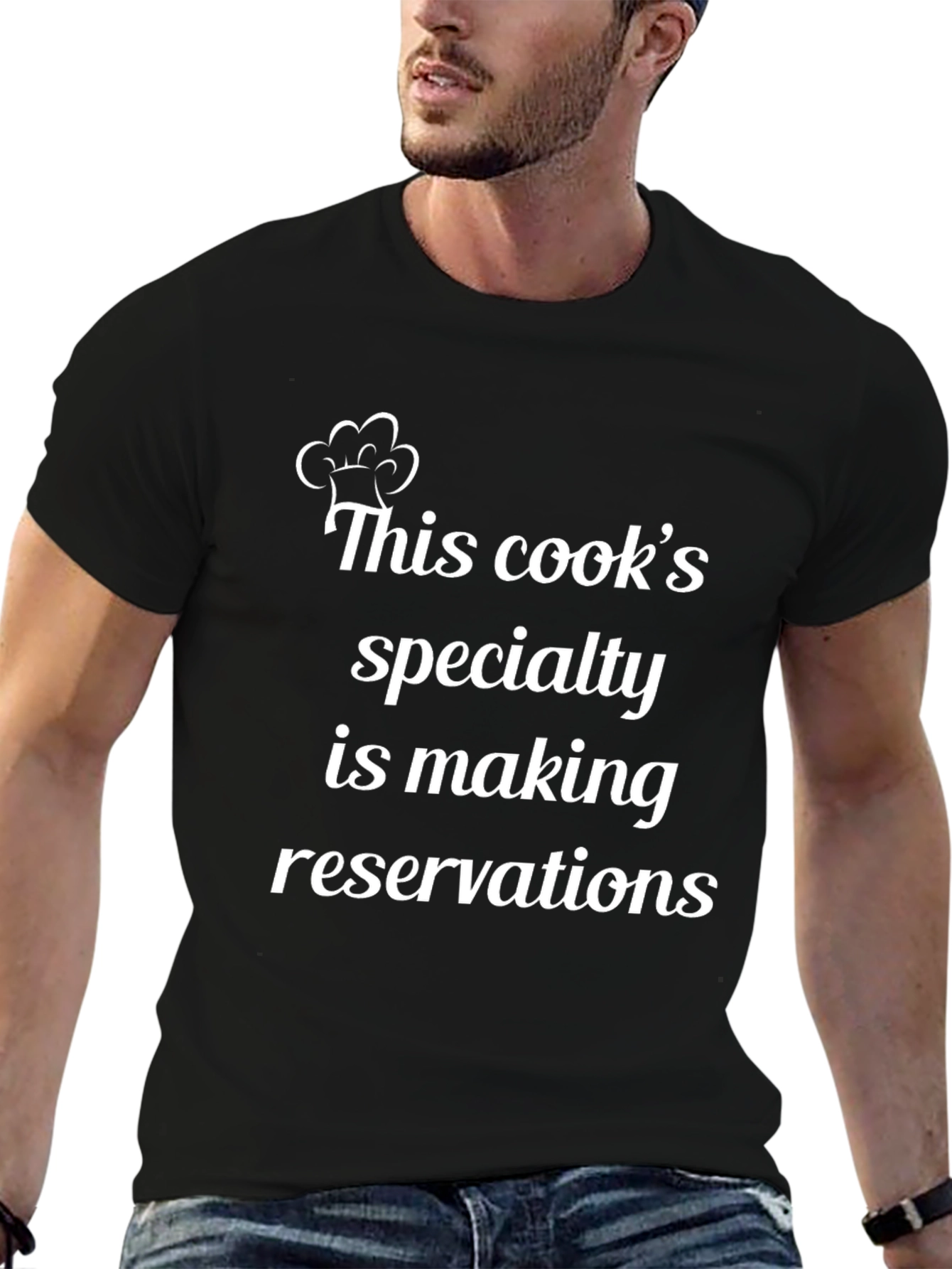Black Funny Chef Reservation T-Shirt view 6