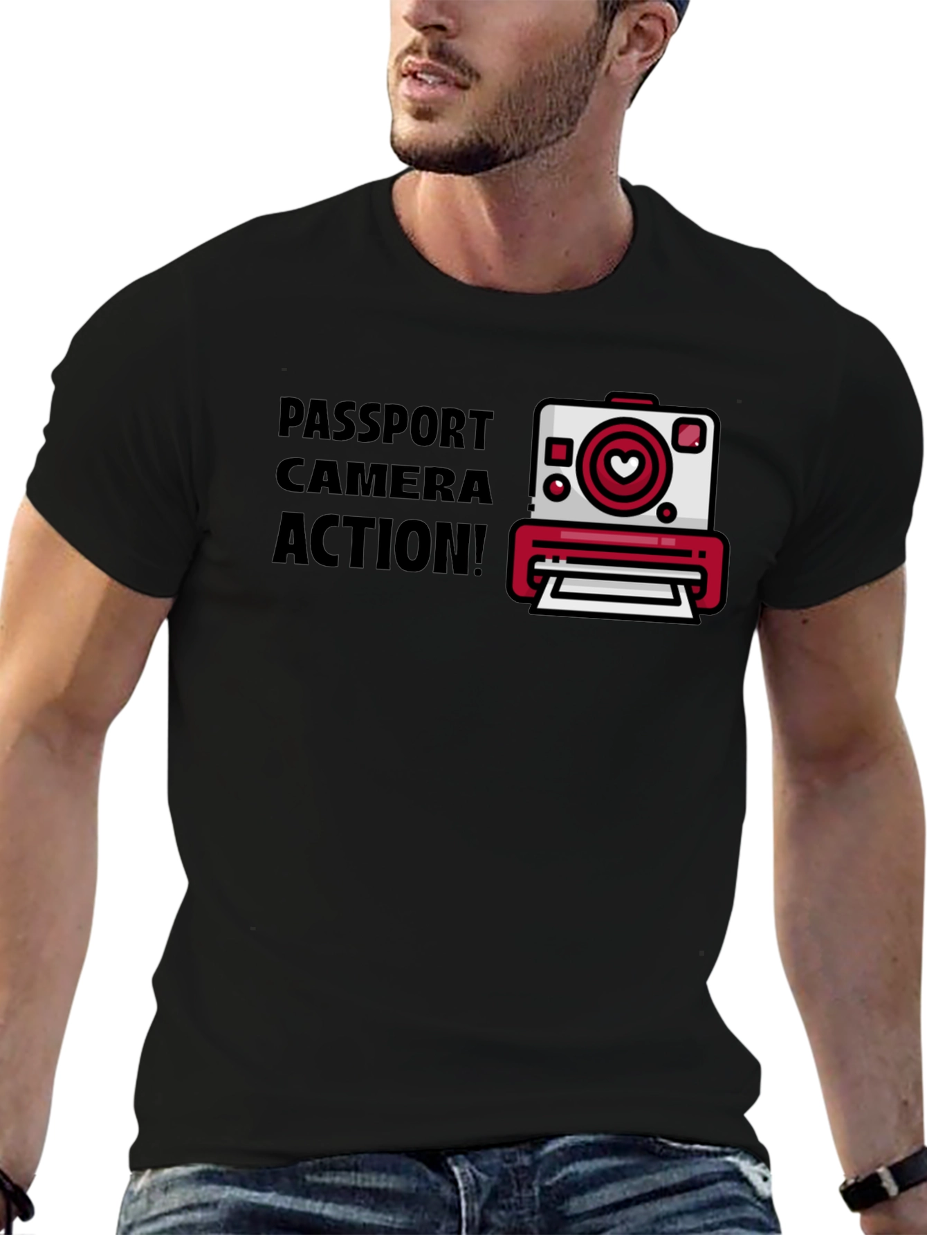 Black Passport Camera Action Graphic Tee view 6