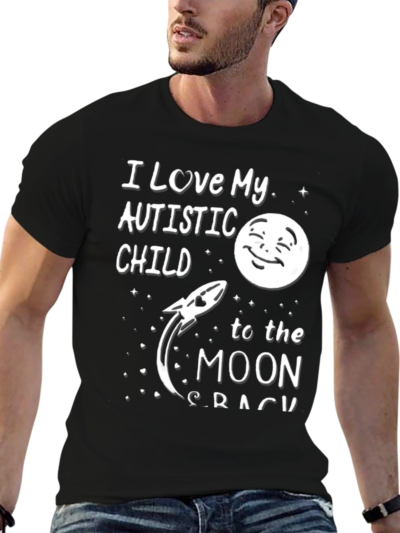Black I Love My Autistic Child To The Moon T-Shirt view 6