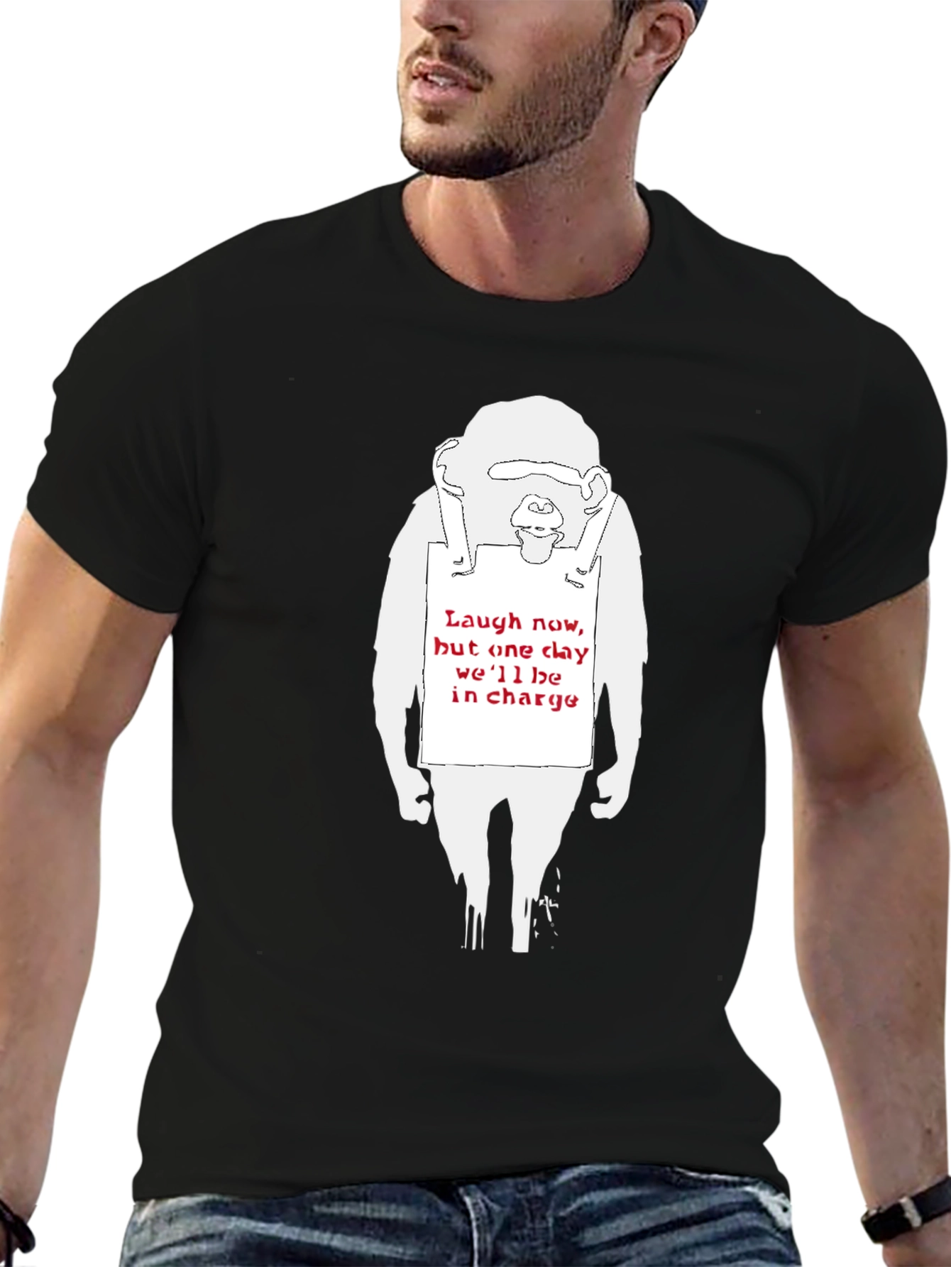 Black Banksy Monkey T-Shirt - Laugh Now view 6