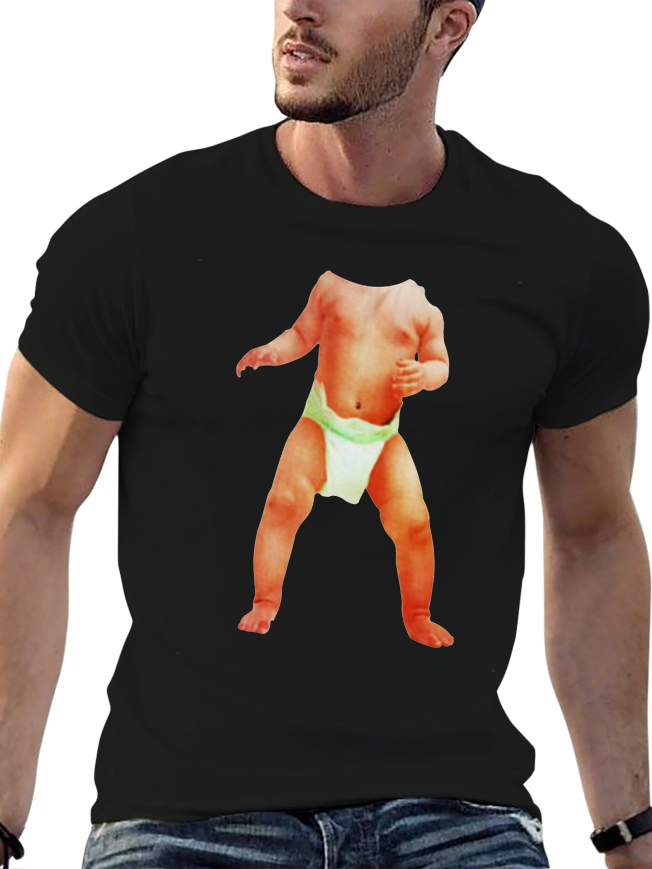 Black Black T-Shirt with Baby Image view 6