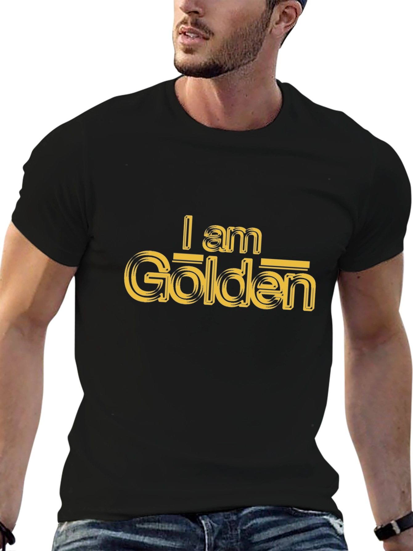Black I am Golden Graphic Tee - Stylish Unisex T-Shirt view 6