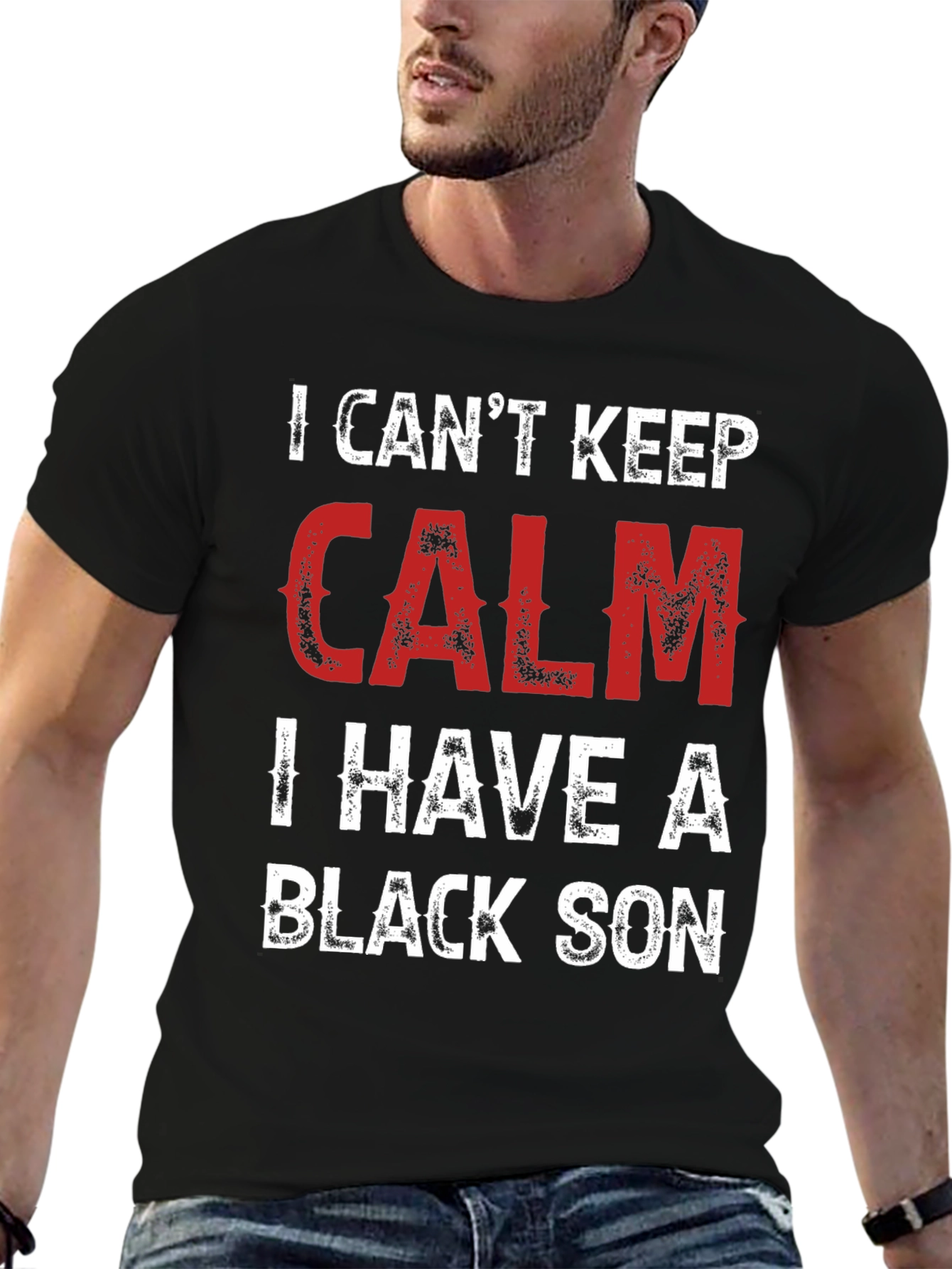 Black I Can't Keep Calm, I Have a Black Son T-Shirt view 6