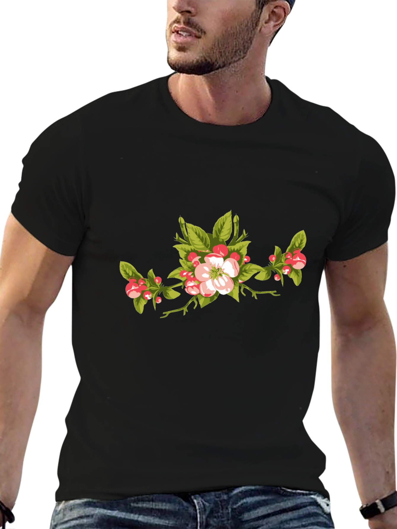 Black Floral Branch Graphic T-Shirt view 6