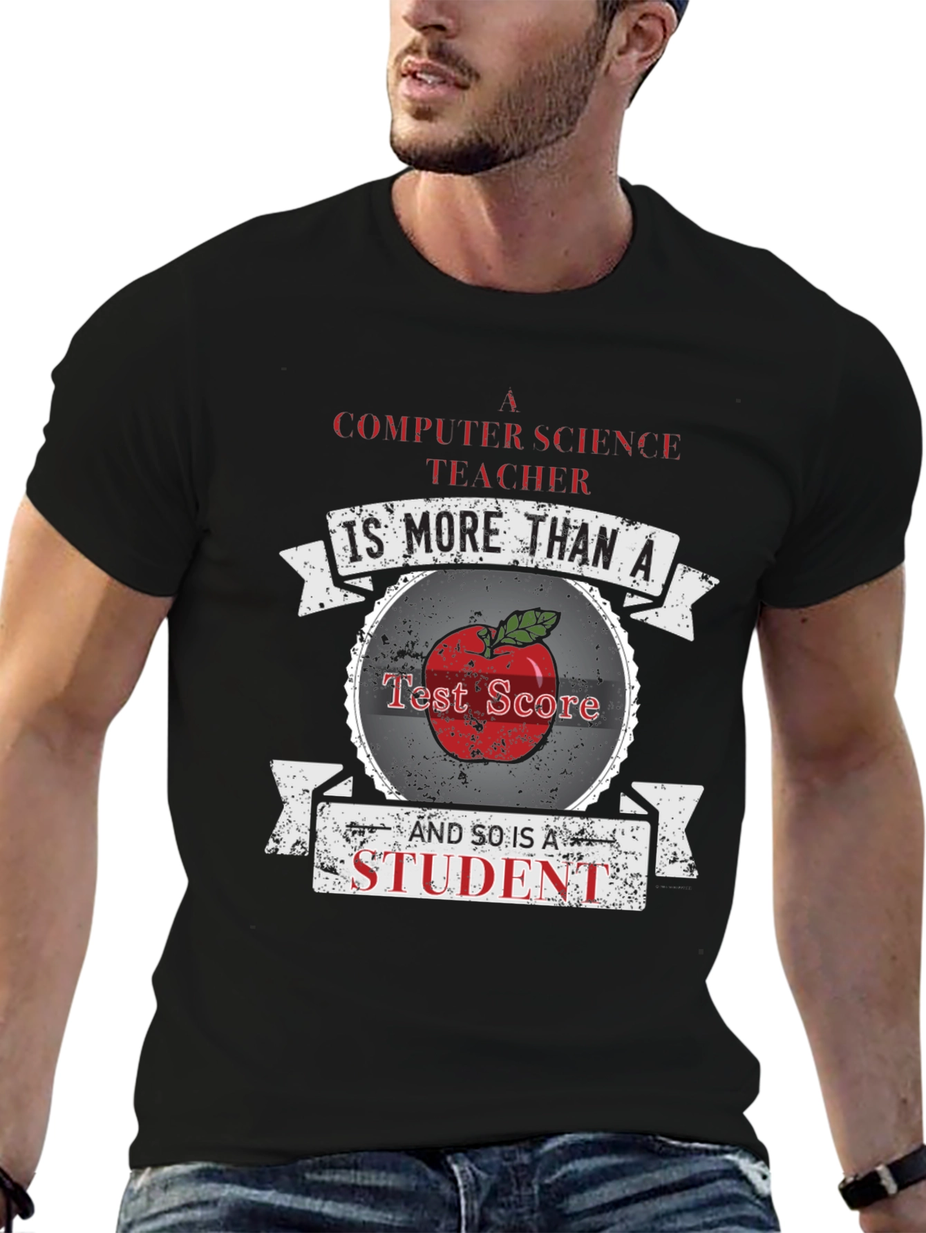 Black Computer Science Teacher T-Shirt - More Than a Test Score view 6