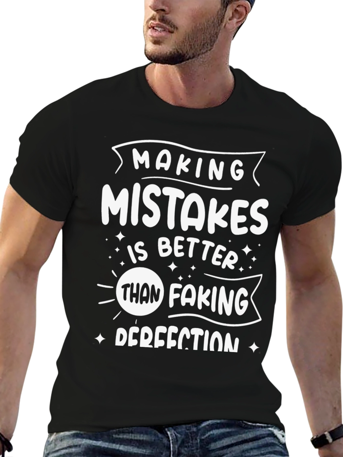 Black Making Mistakes T-Shirt - Inspirational Quote Graphic Tee view 6