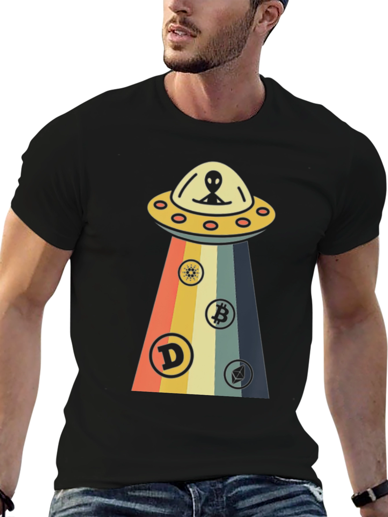 Black Alien UFO Cryptocurrency T-Shirt view 6